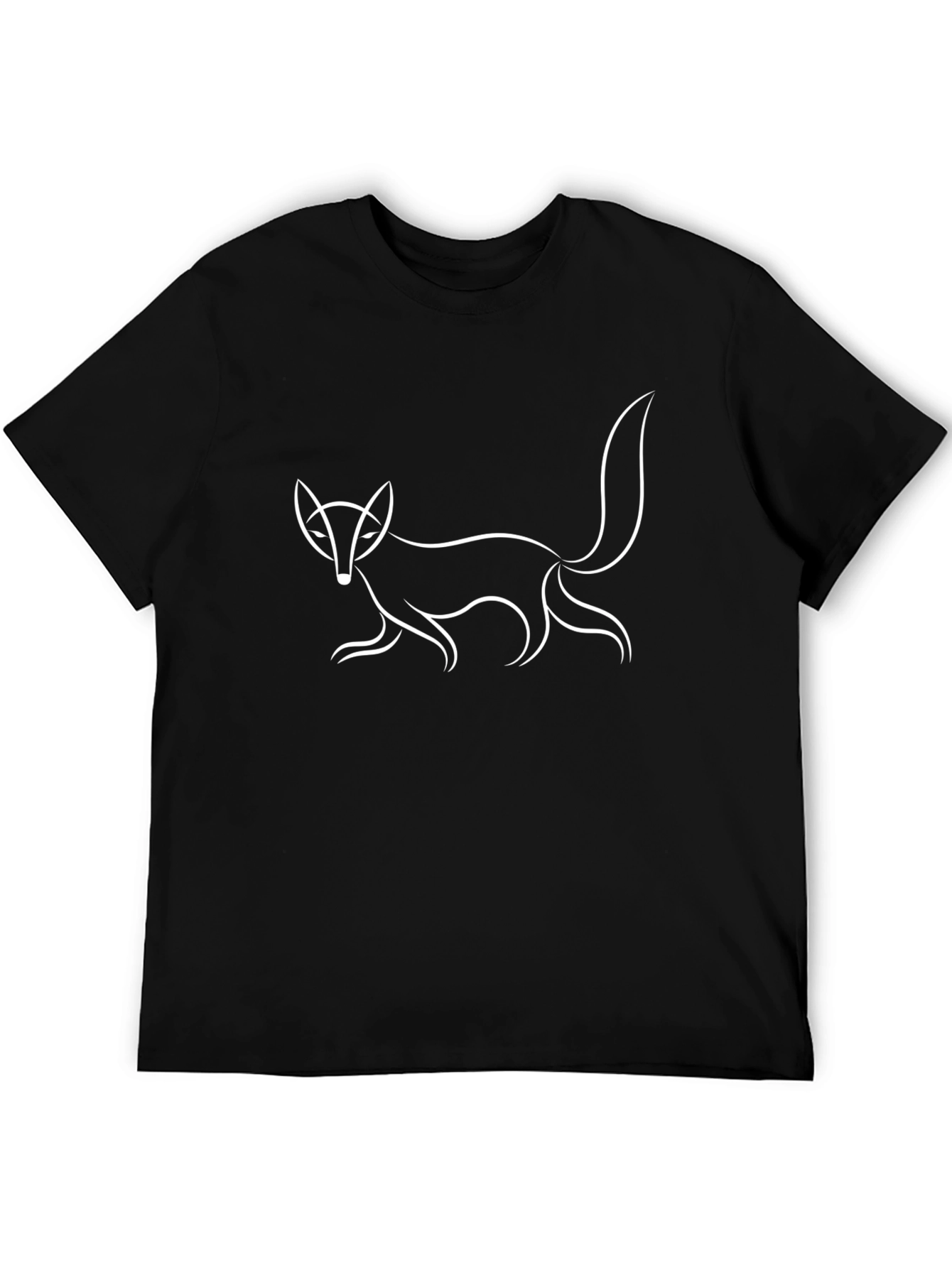 Fox Outline Black T-Shirt - Minimalist Design