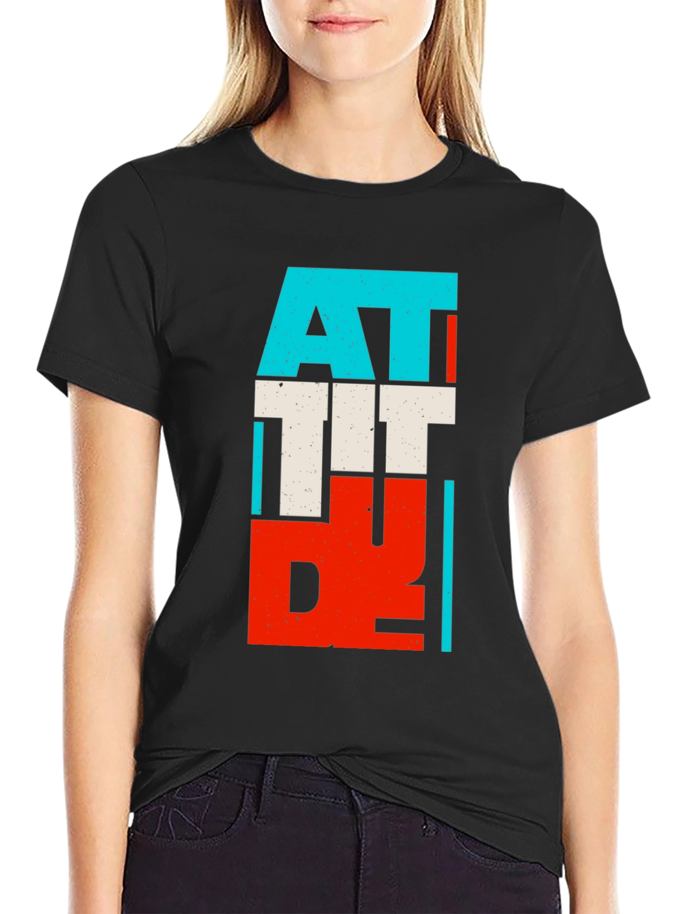 Attitude Graphic Print Black T-Shirt