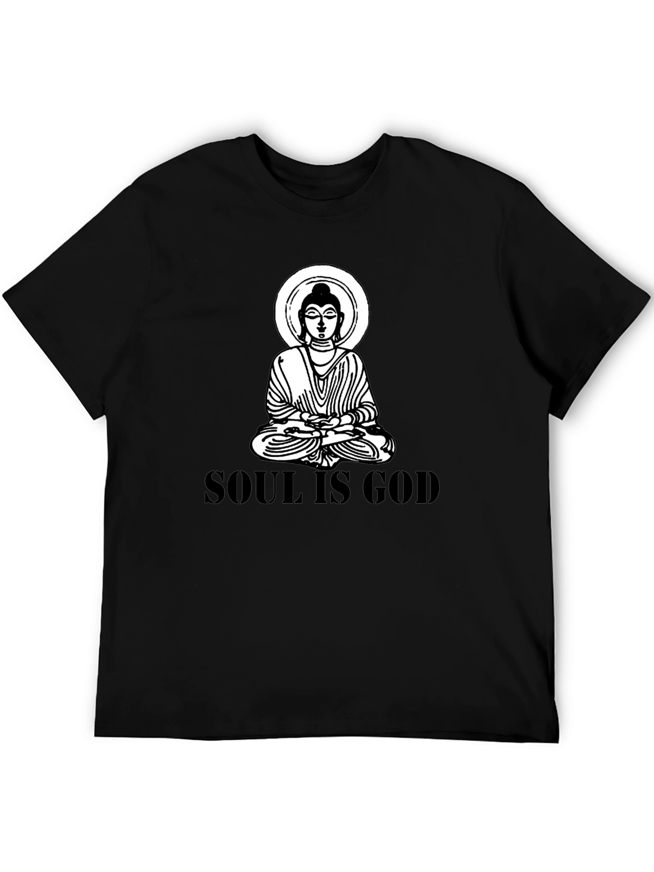 Soul is God Buddha Graphic Black T-Shirt