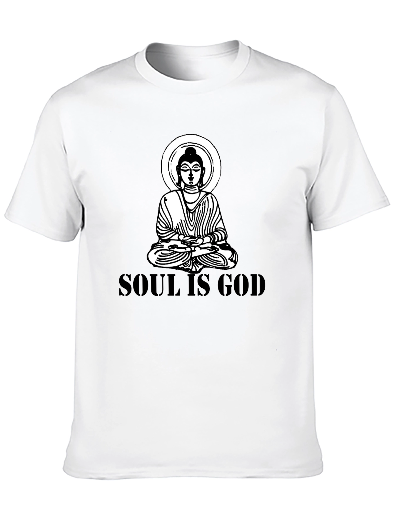 Soul is God Buddha Graphic Black T-Shirt