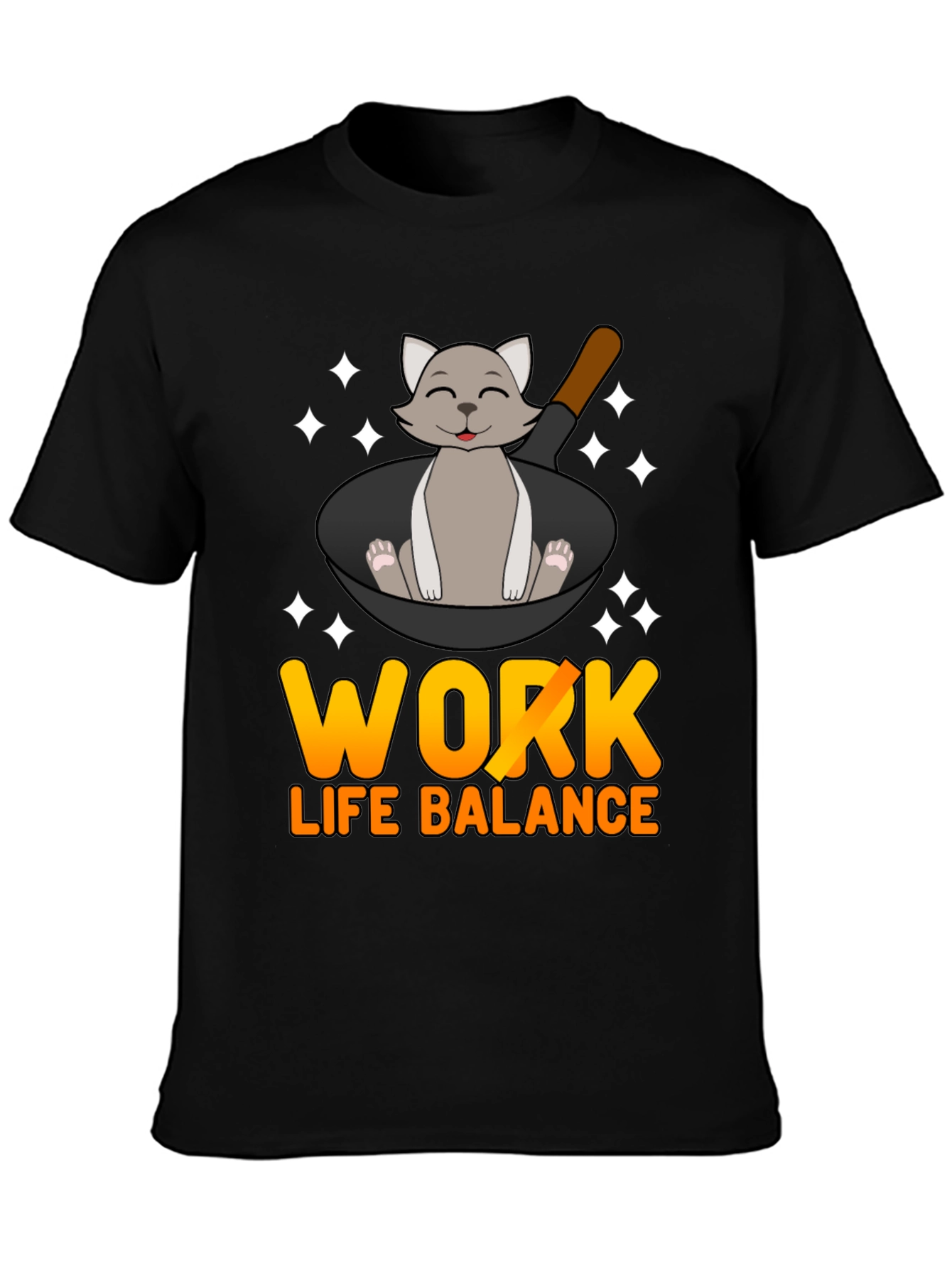 Work Life Balance Cat Pan T-Shirt