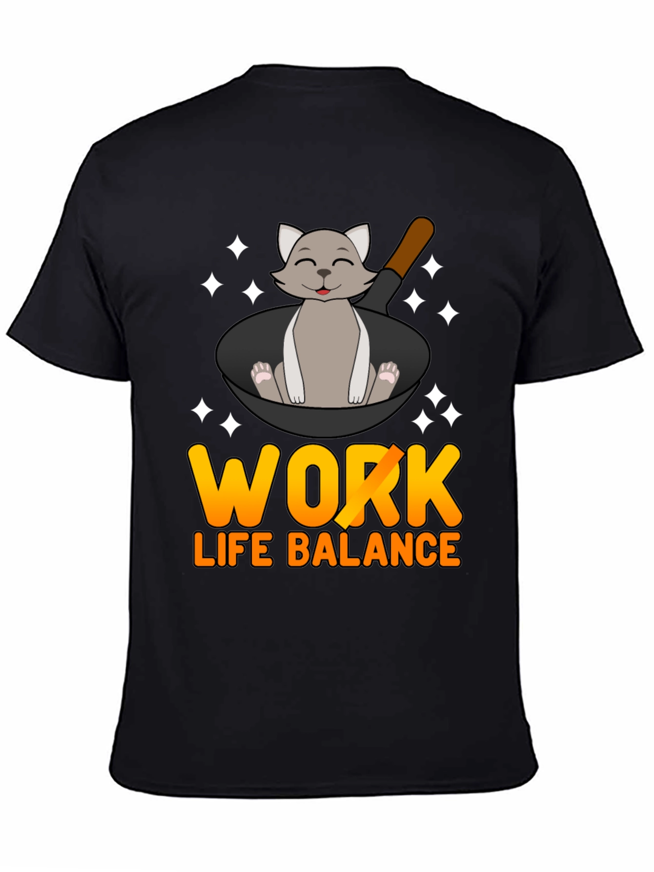 Work Life Balance Cat Pan T-Shirt