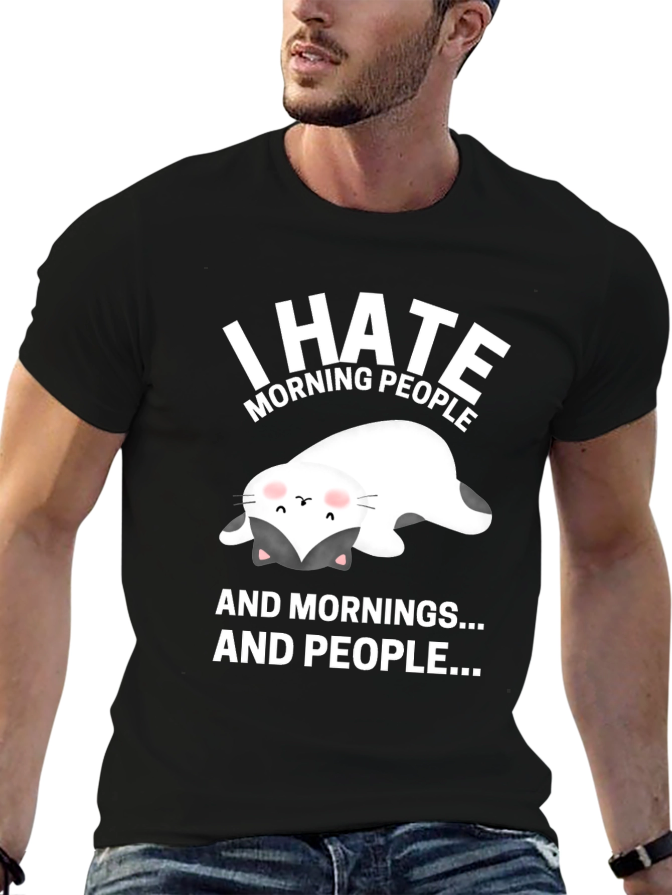 I Hate Morning People Cat T-Shirt