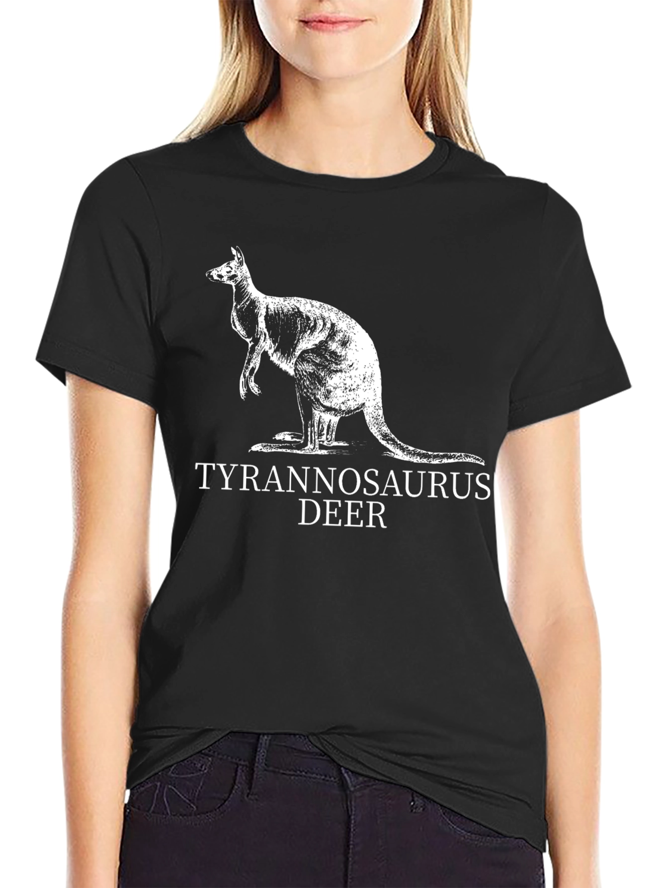 Tyrannosaurus Deer Kangaroo Graphic T-Shirt