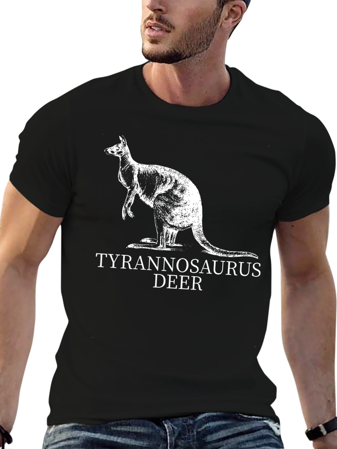 Tyrannosaurus Deer Kangaroo Graphic T-Shirt