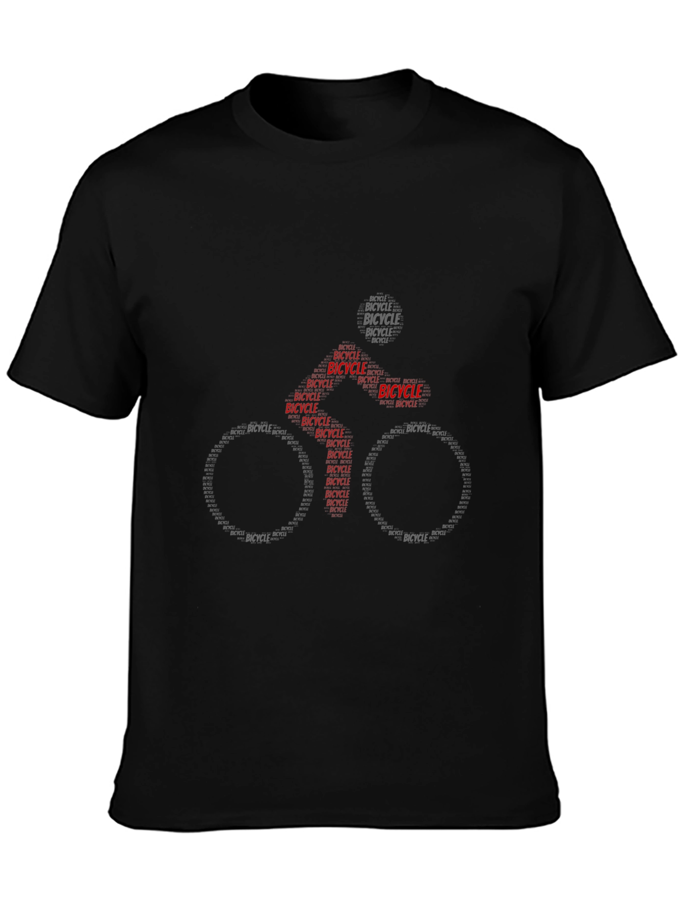 Bicycle Word Art Black T-Shirt
