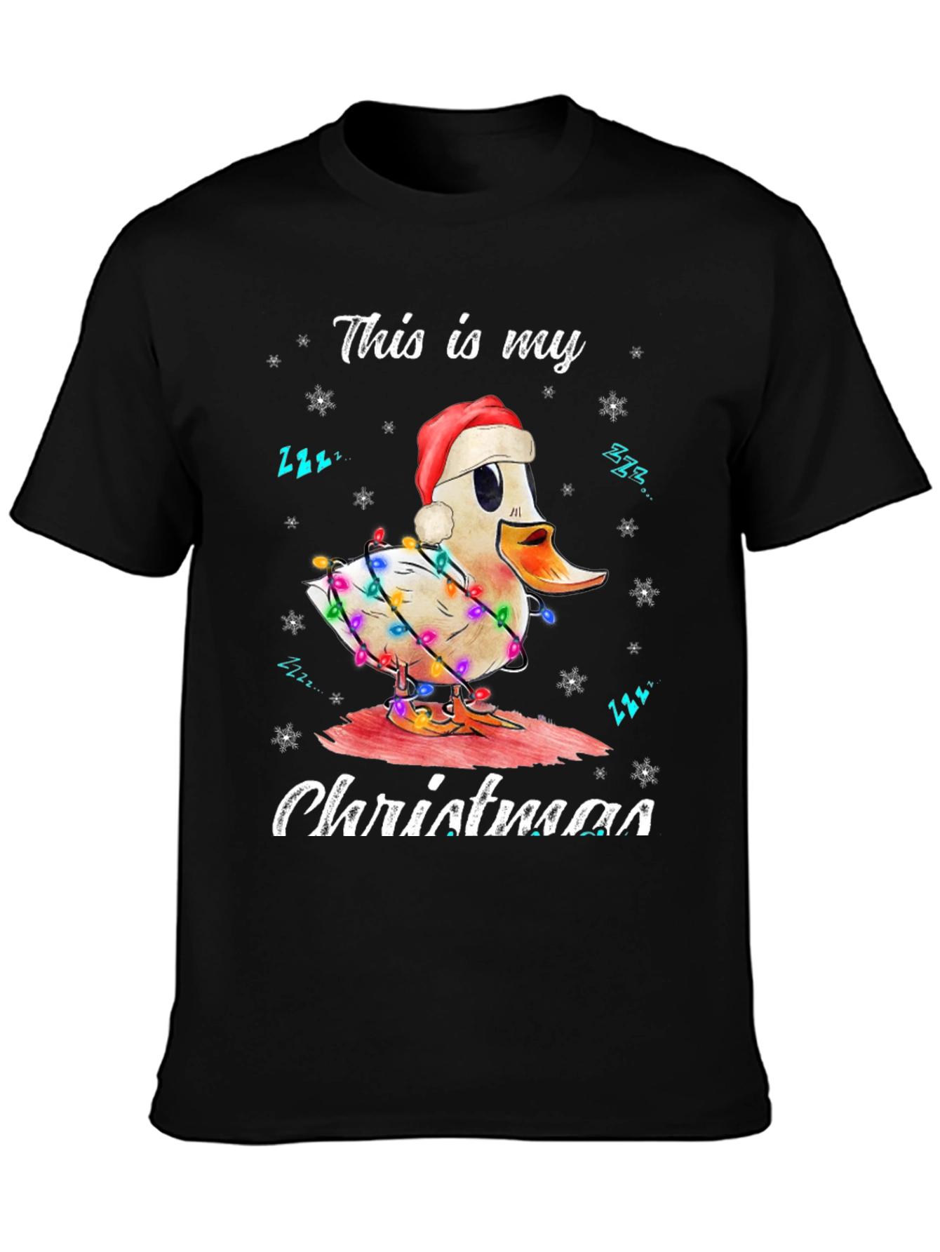 Funny Duck Christmas Lights Graphic T-Shirt