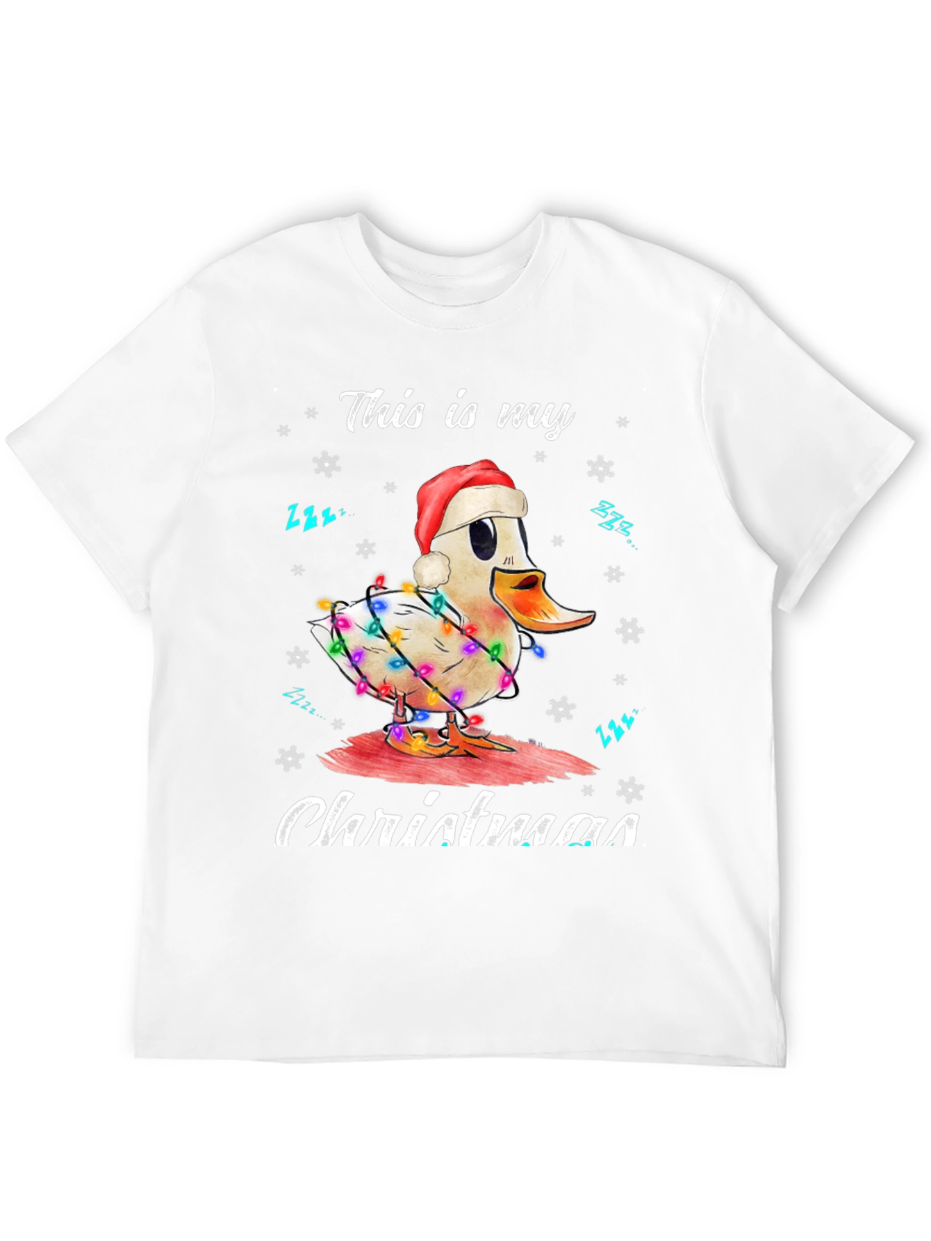 Funny Duck Christmas Lights Graphic T-Shirt