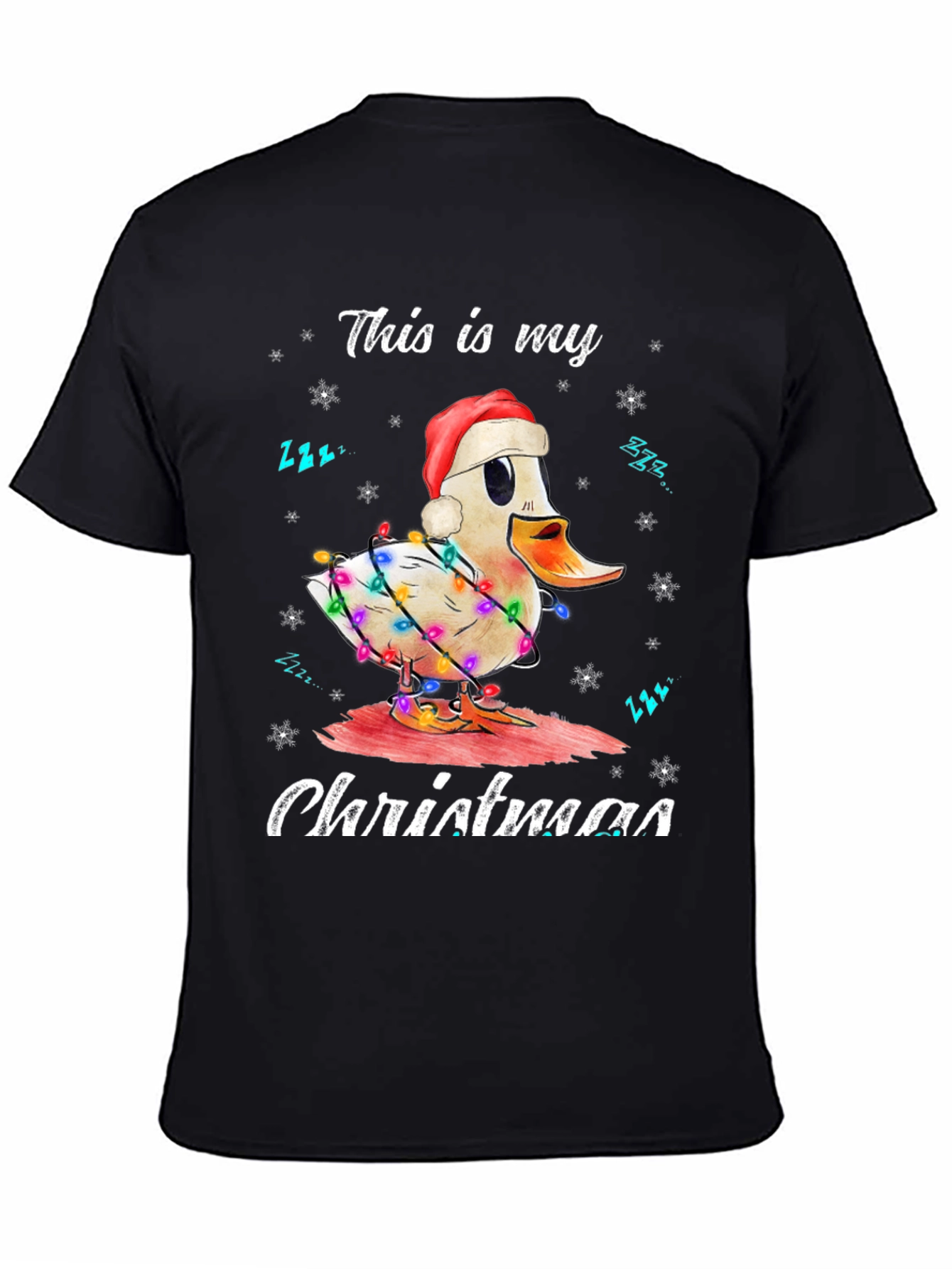 Funny Duck Christmas Lights Graphic T-Shirt