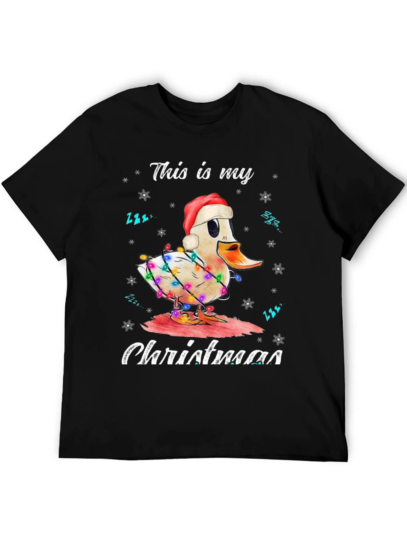 Funny Duck Christmas Lights Graphic T-Shirt