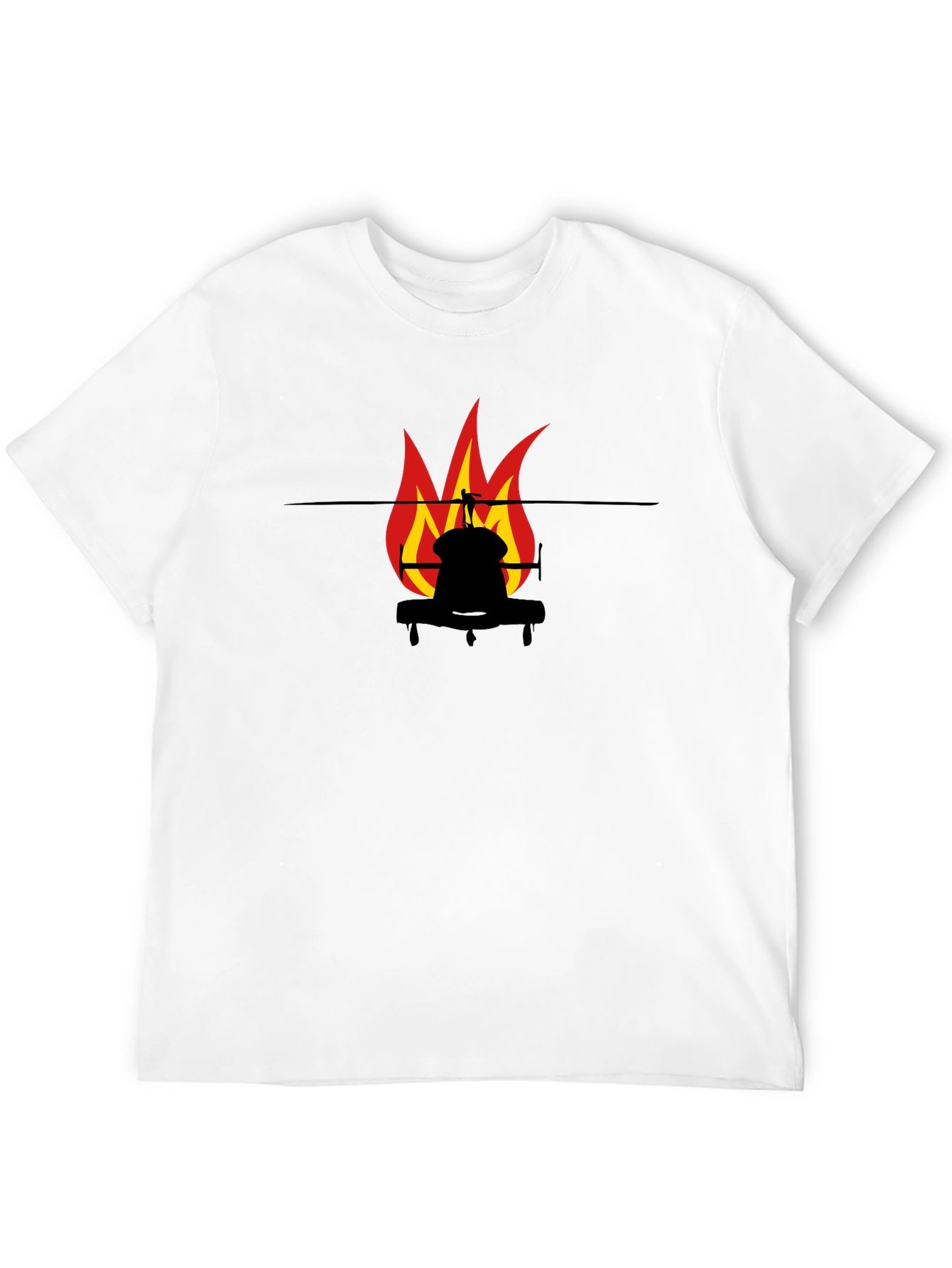 Fiery Helicopter Black T-Shirt