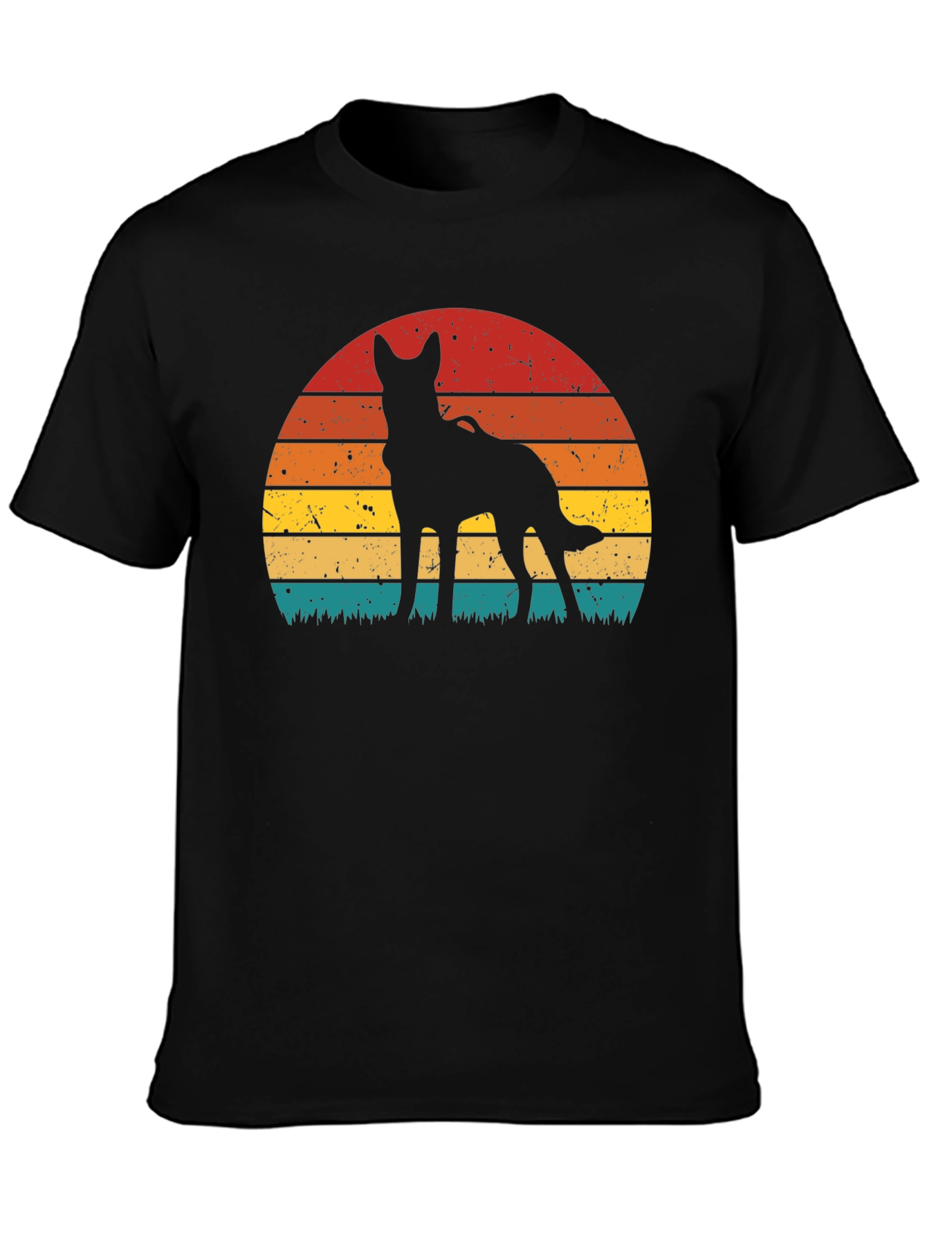 Dog Silhouette Sunset T-Shirt - Retro Style
