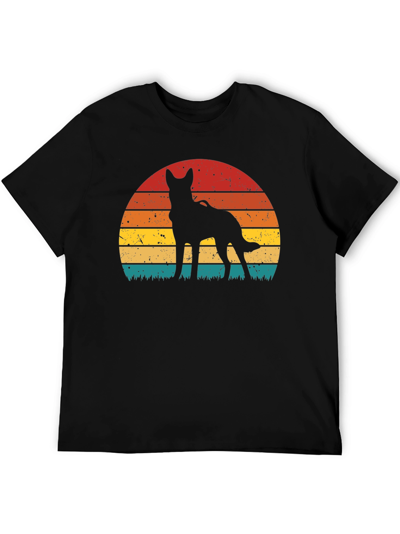 Dog Silhouette Sunset T-Shirt - Retro Style