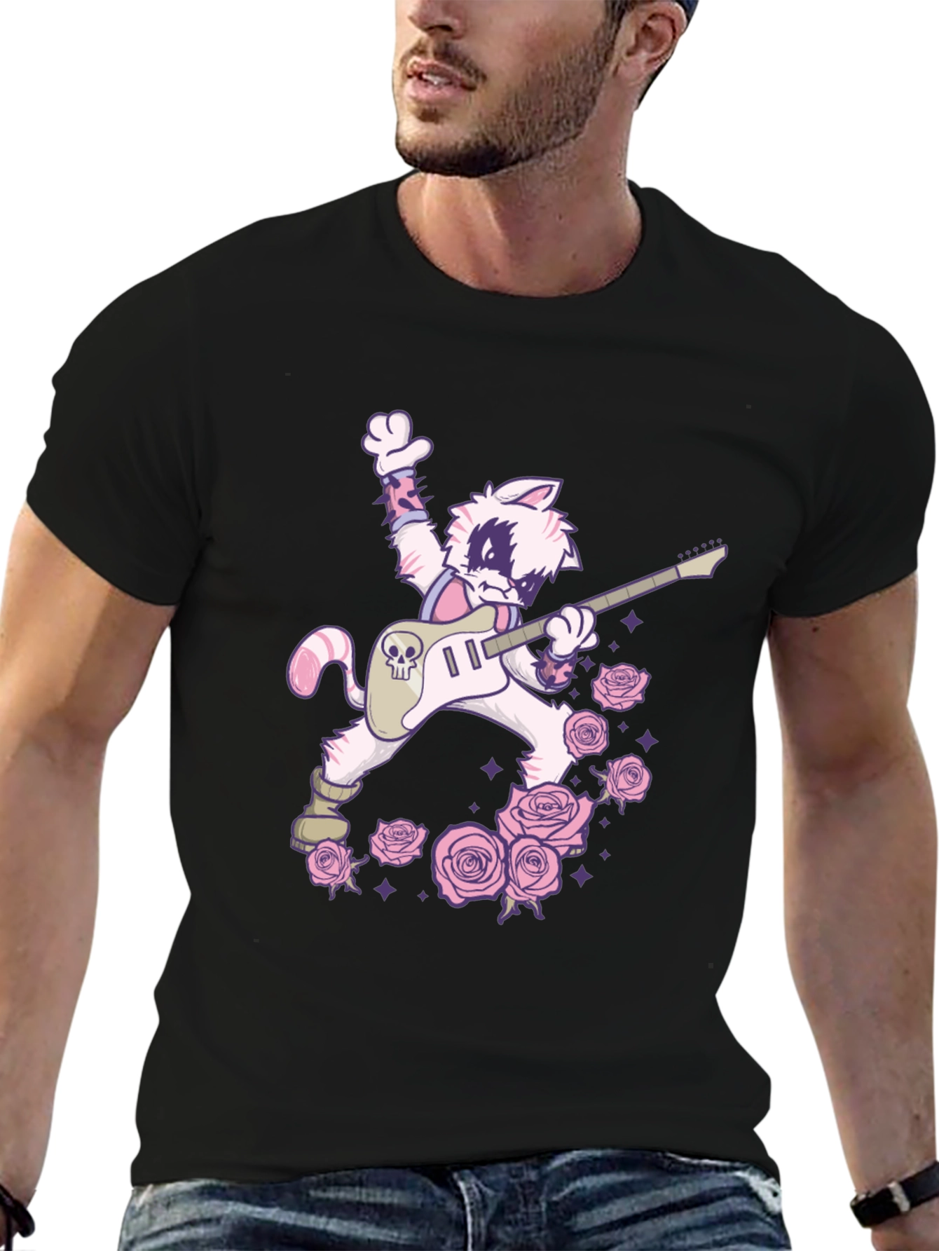 Rockstar Cat T-Shirt - Cool Graphic Tee