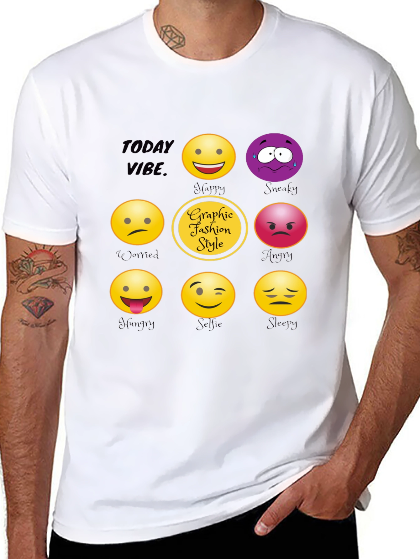 Today Vibe Emoji Graphic Style T-Shirt