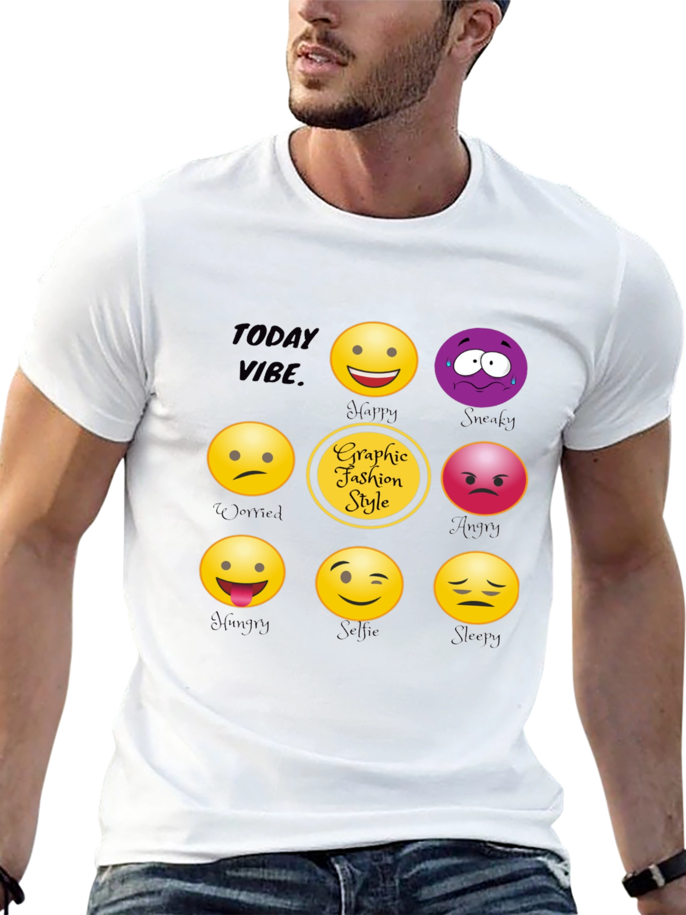 Today Vibe Emoji Graphic Style T-Shirt