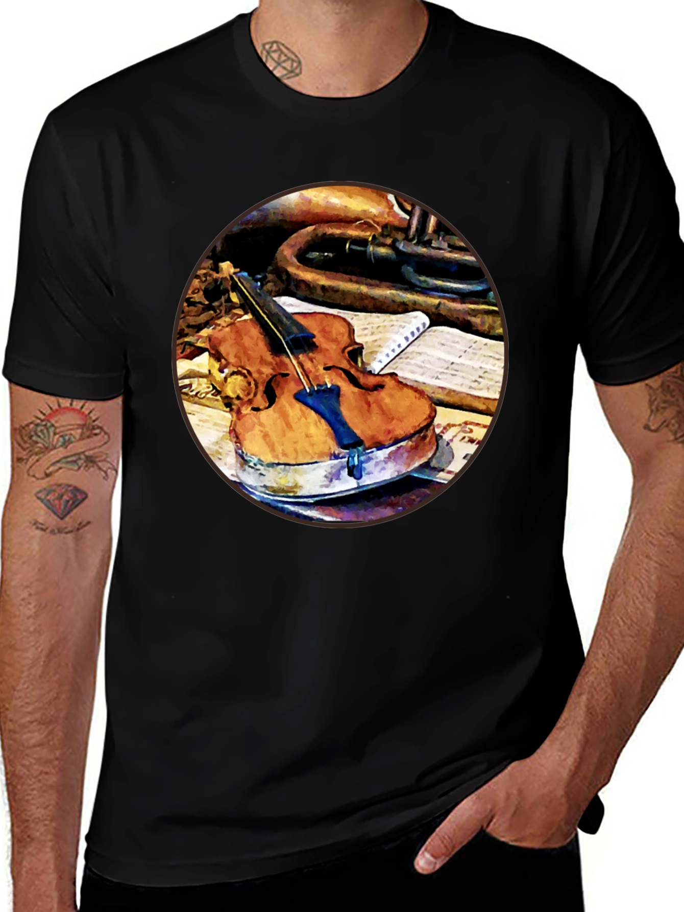 Violin and Trumpet Graphic T-Shirt