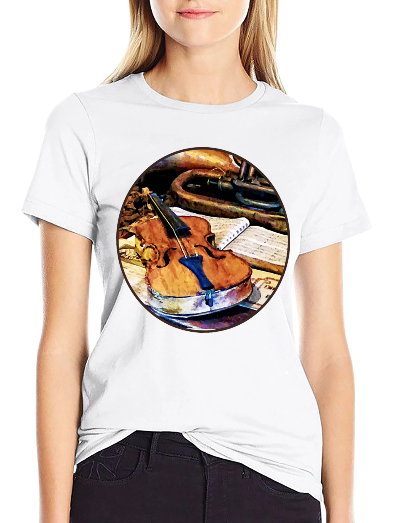 Violin and Trumpet Graphic T-Shirt