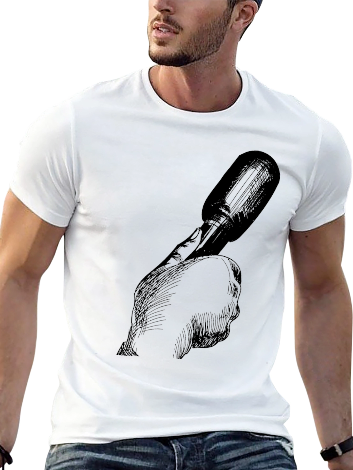 Hand Holding Mic Black Graphic Tee
