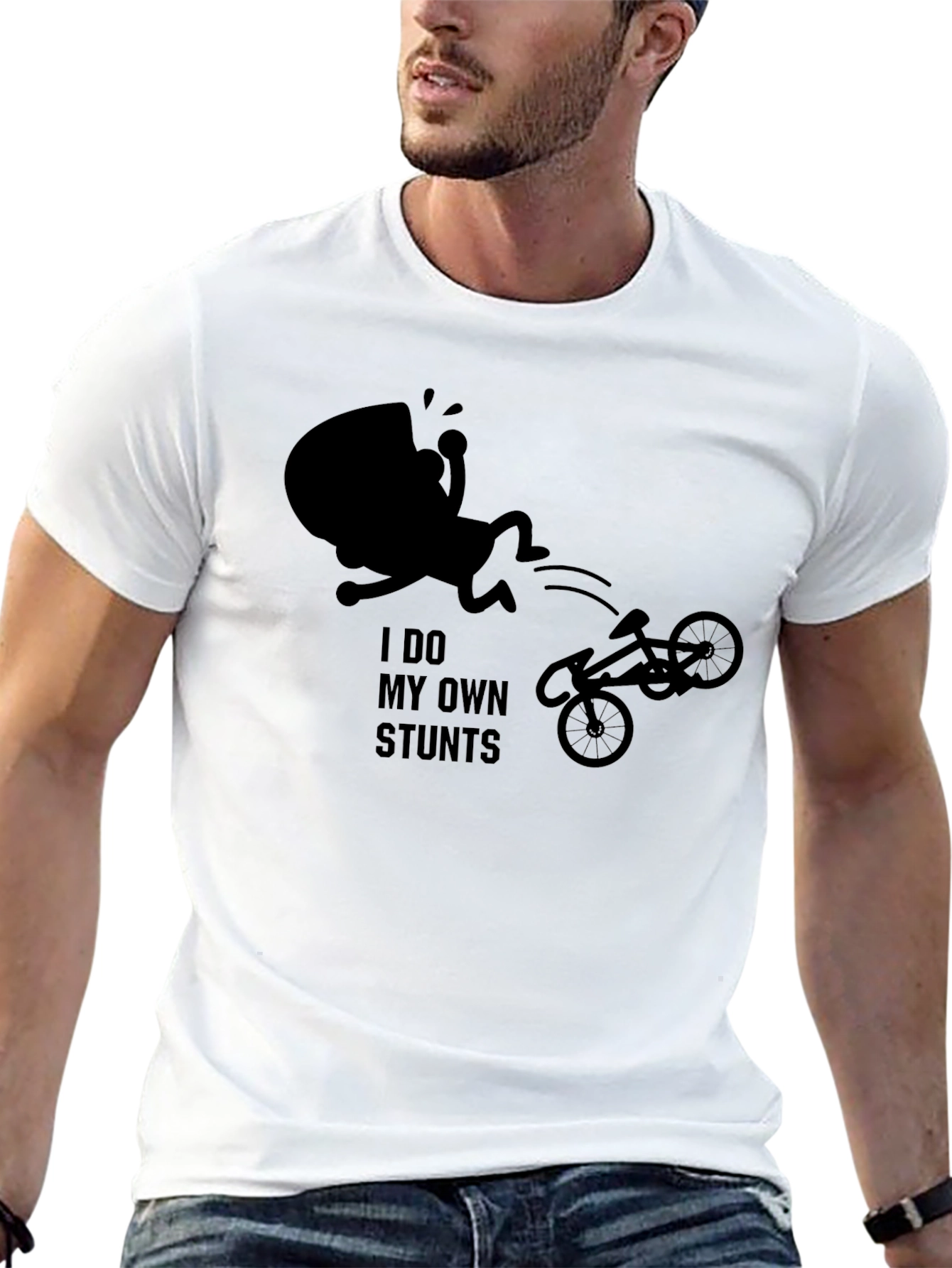 I Do My Own Stunts Black Graphic Tee