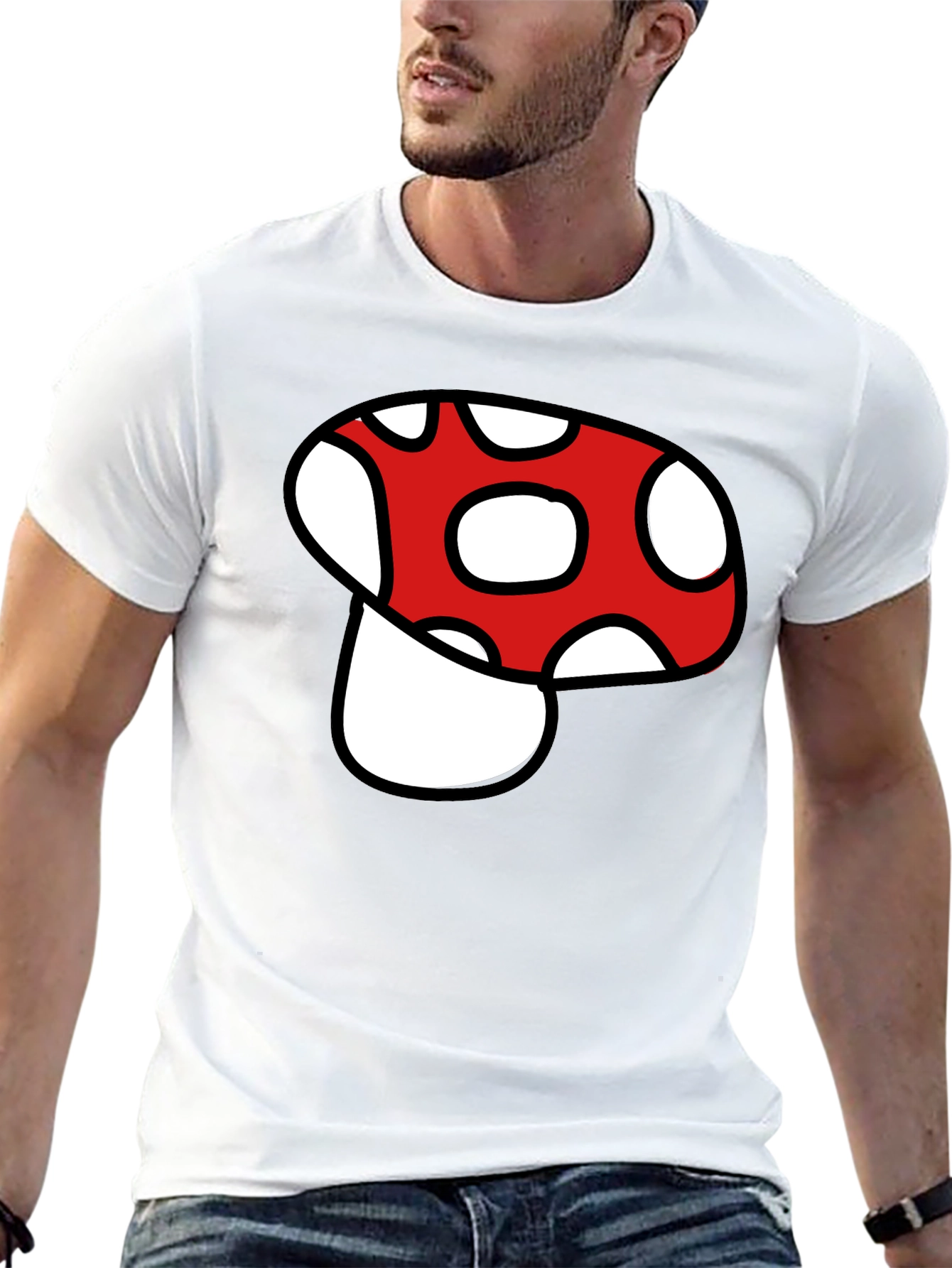 Mushroom Graphic Tee - Black Cotton Blend