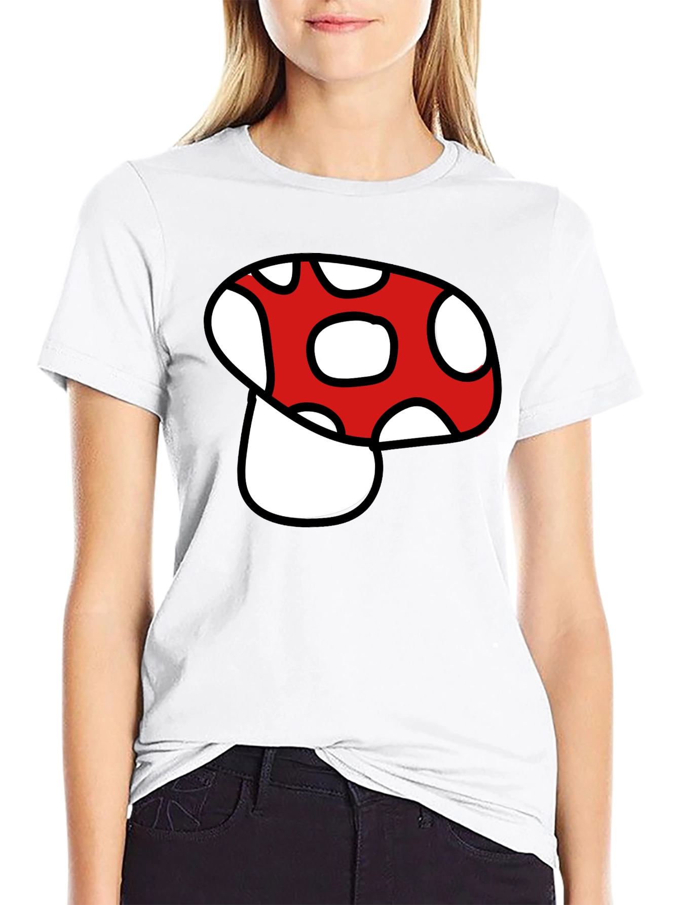 Mushroom Graphic Tee - Black Cotton Blend