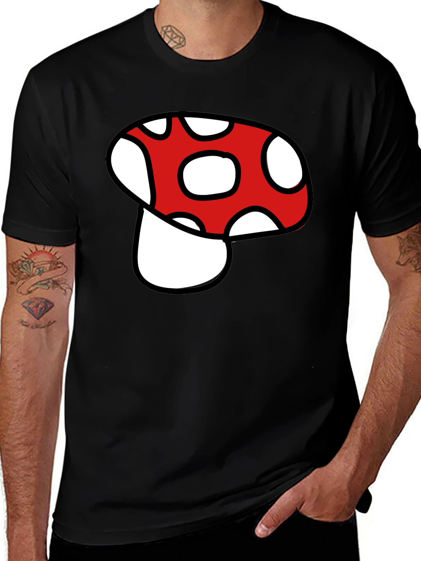 Mushroom Graphic Tee - Black Cotton Blend
