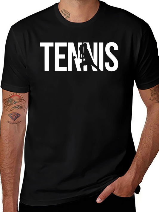 Tennis Player Graphic Tee - Black Cotton