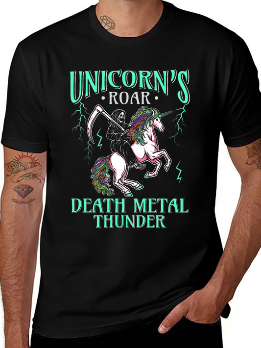 Unicorns Roar Death Metal Thunder Black T-Shirt
