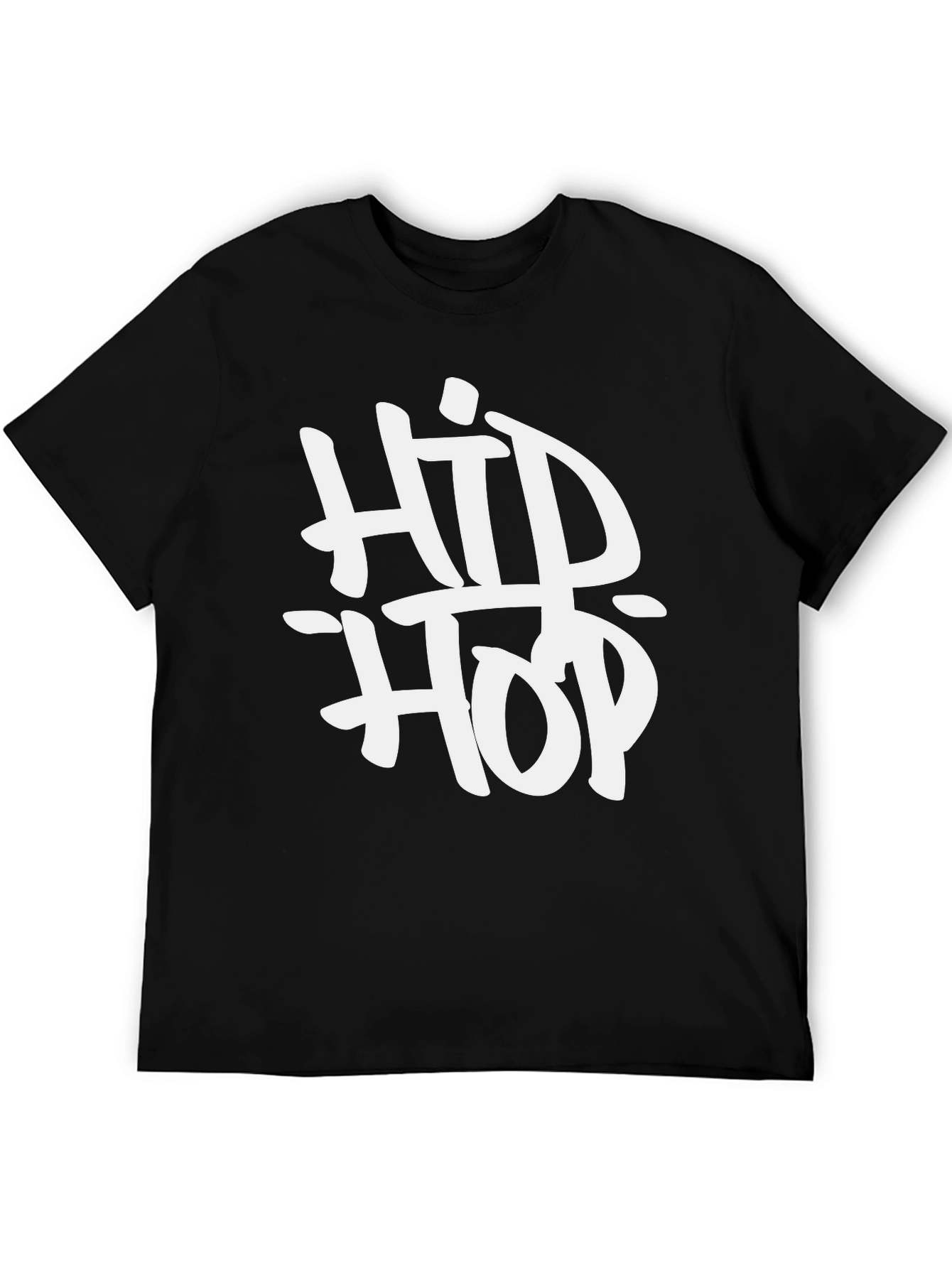 Hip Hop Graphic T-Shirt - Black Casual Tee