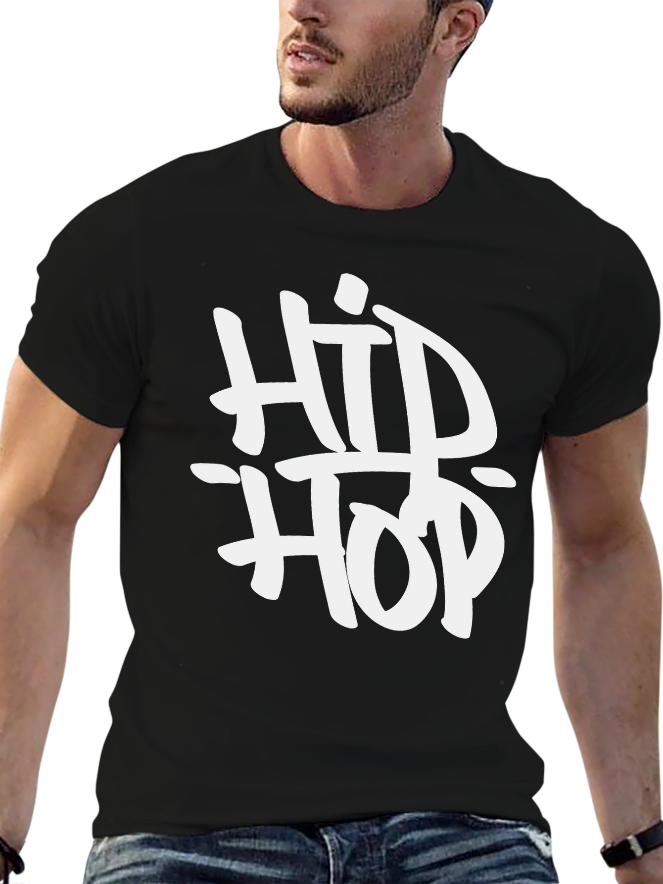 Hip Hop Graphic T-Shirt - Black Casual Tee