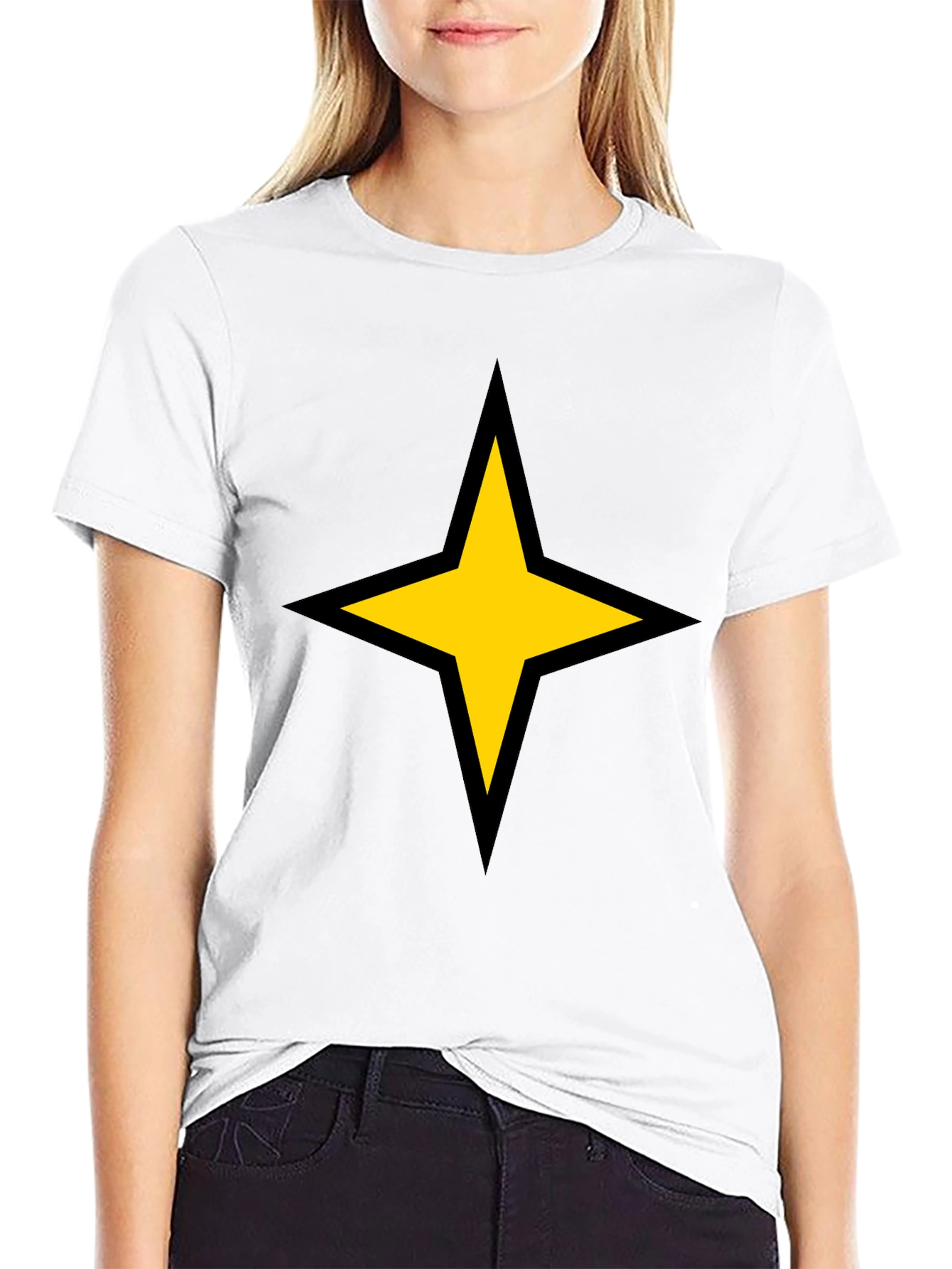 Bold Star Graphic Tee - Black Cotton Blend