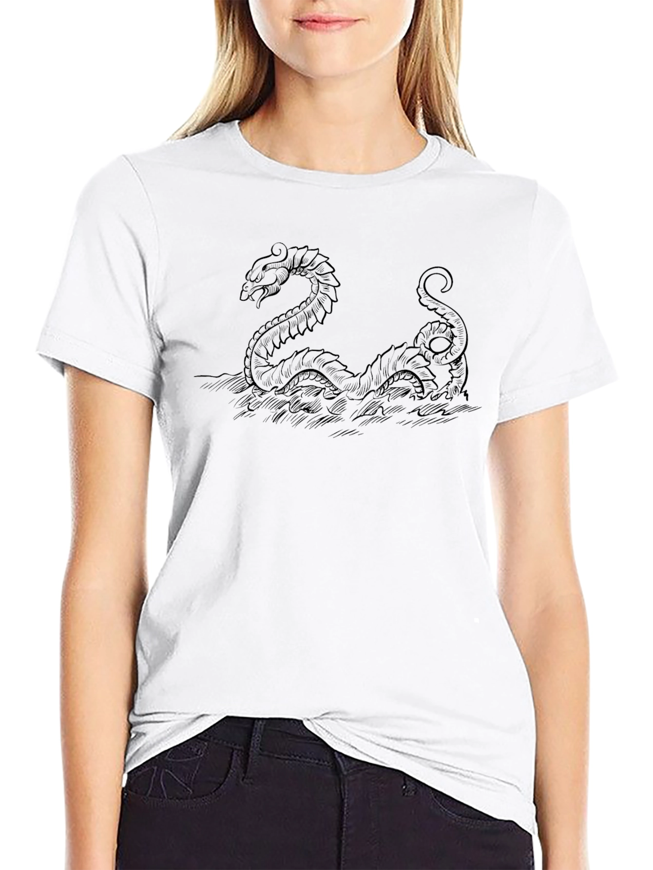 Sea Serpent Graphic T-Shirt - Black