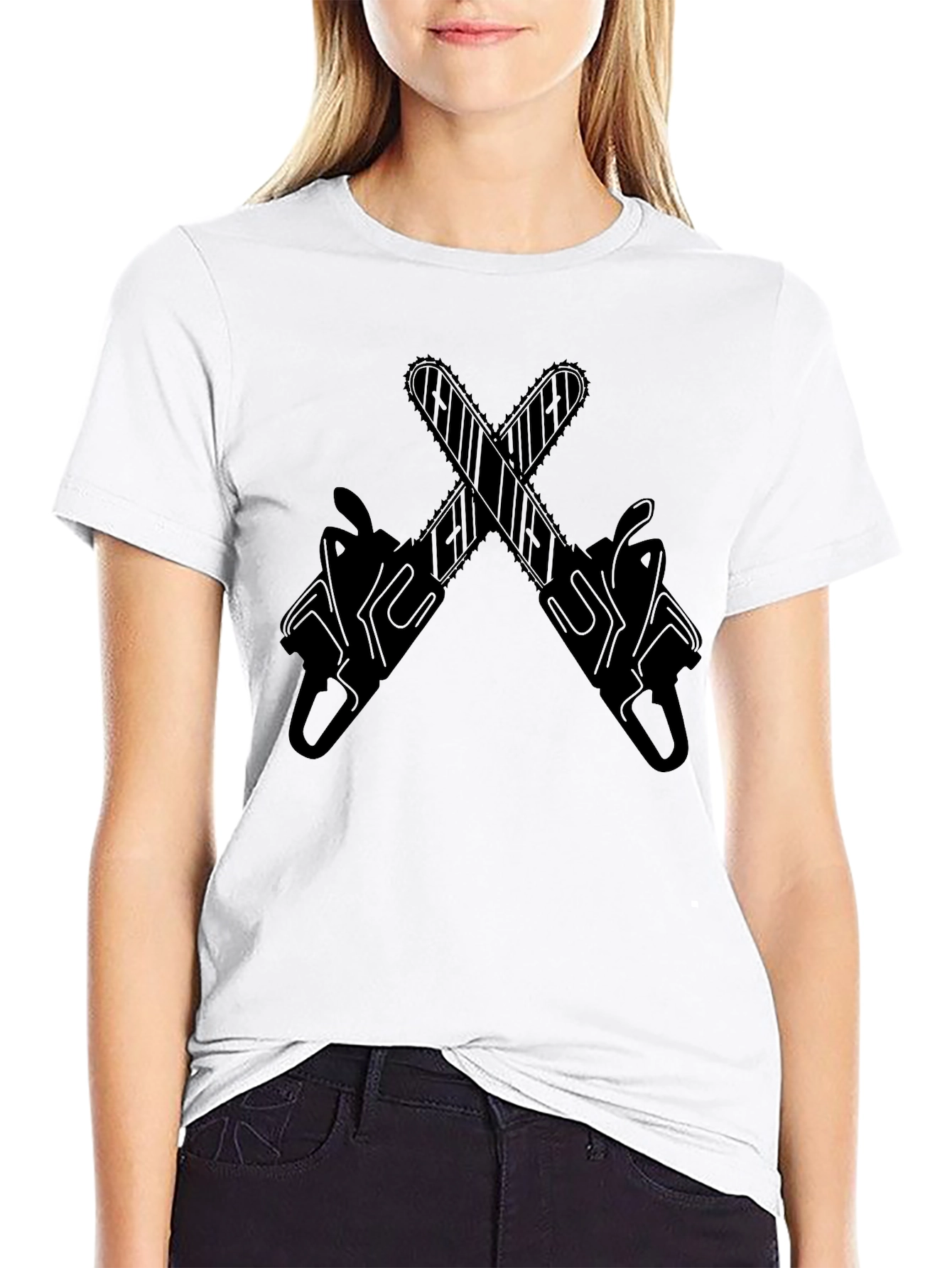 Chainsaw Graphic Tee - Bold Black Design