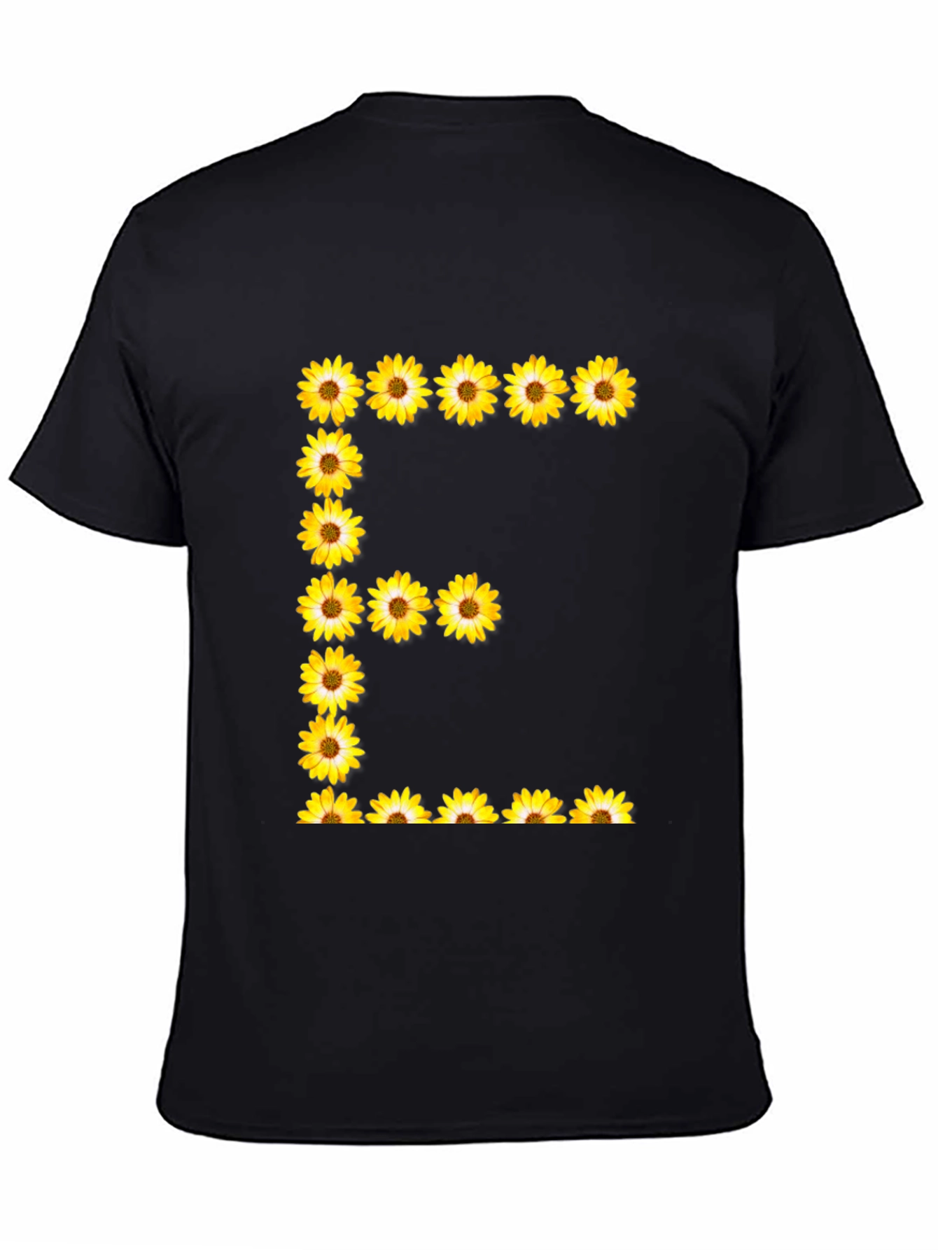 Sunflower Letter E Black T-Shirt