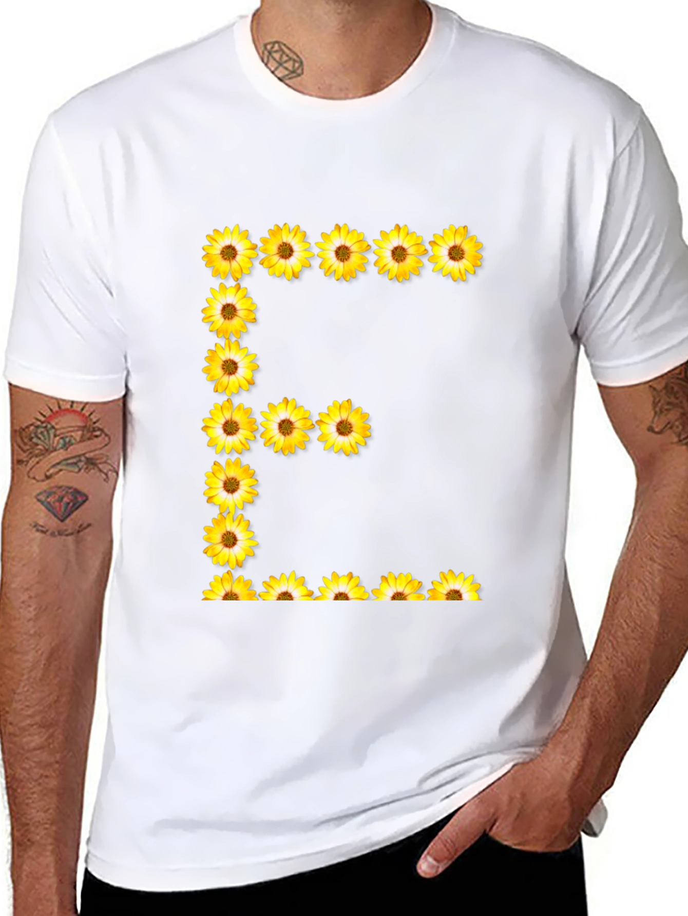 Sunflower Letter E Black T-Shirt