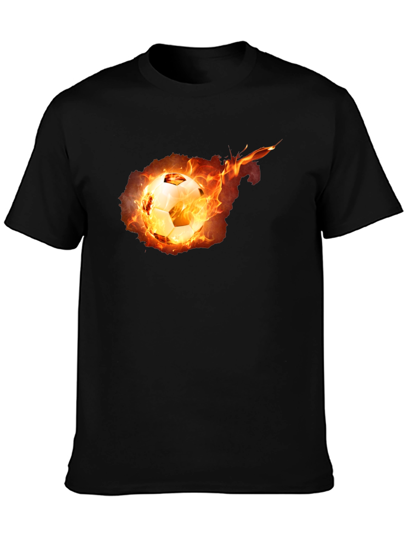 Flaming Soccer Ball Graphic Tee - Black