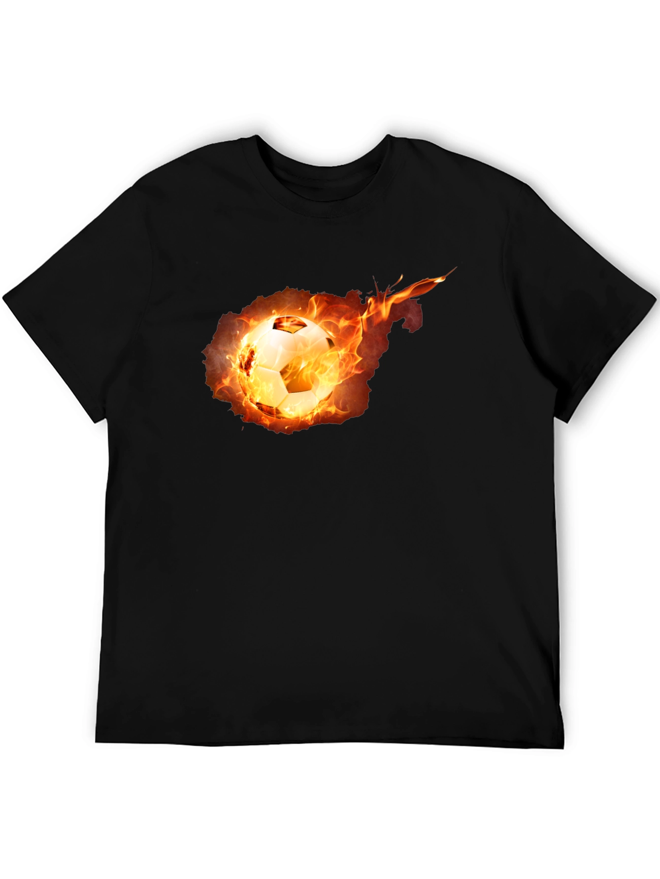 Flaming Soccer Ball Graphic Tee - Black