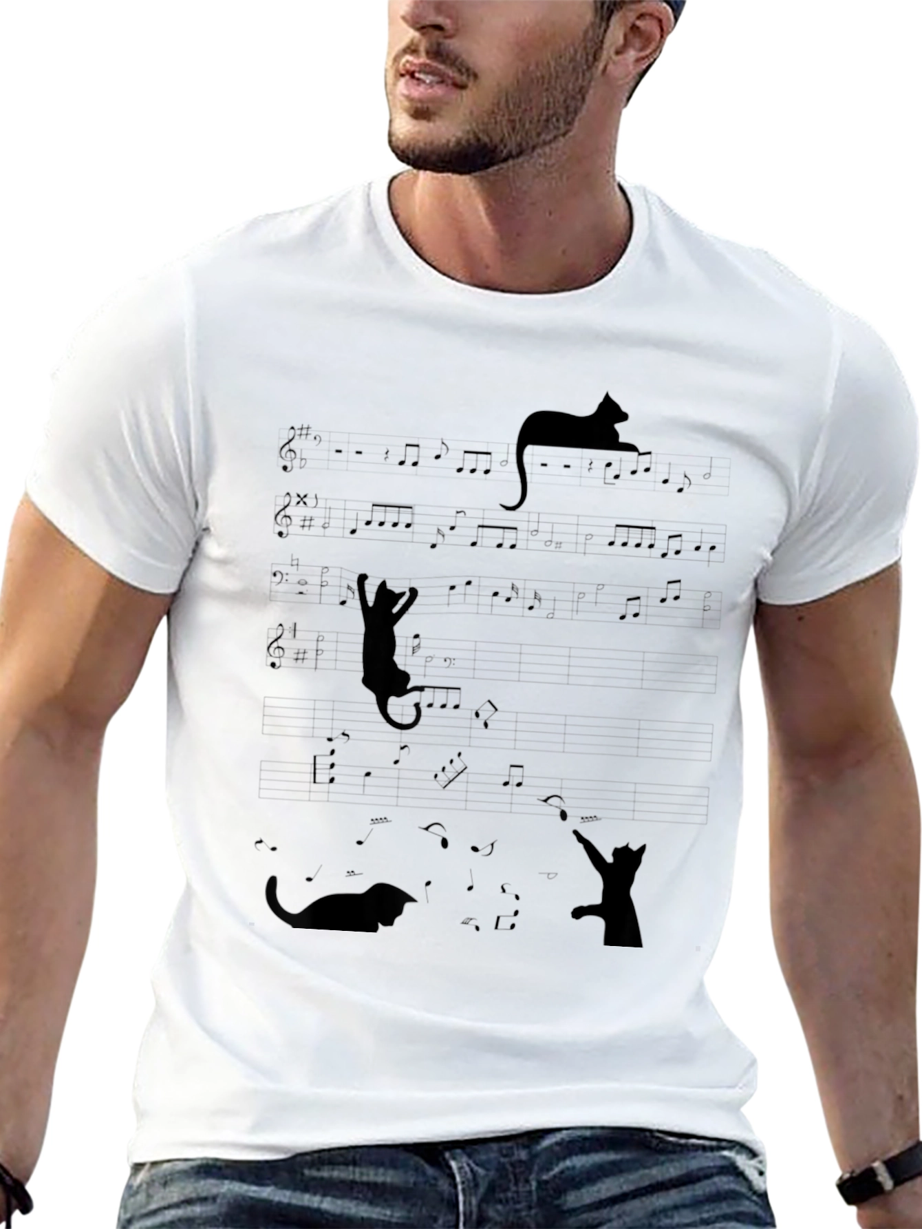 Cat Music Notes T-Shirt