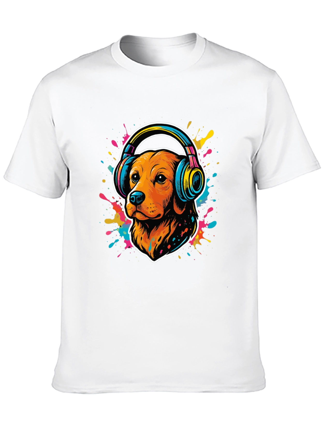 Dog in Headphones Graphic Tee - Cool Style