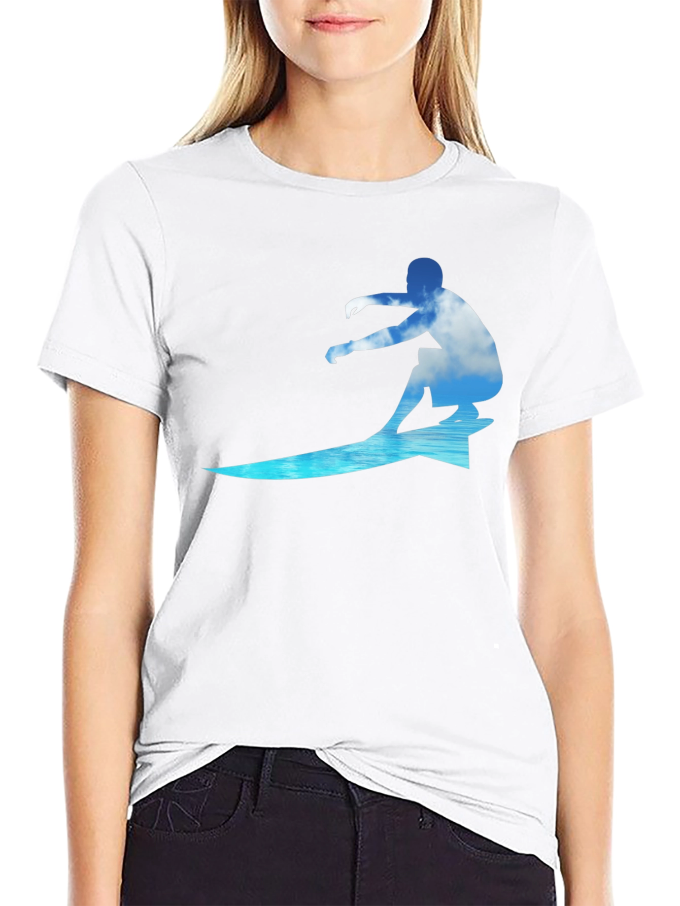 Surfing Cloud Graphic Black T-Shirt