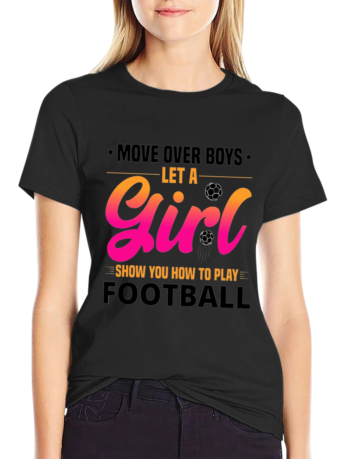 Girls Football T-Shirt - Move Over Boys!