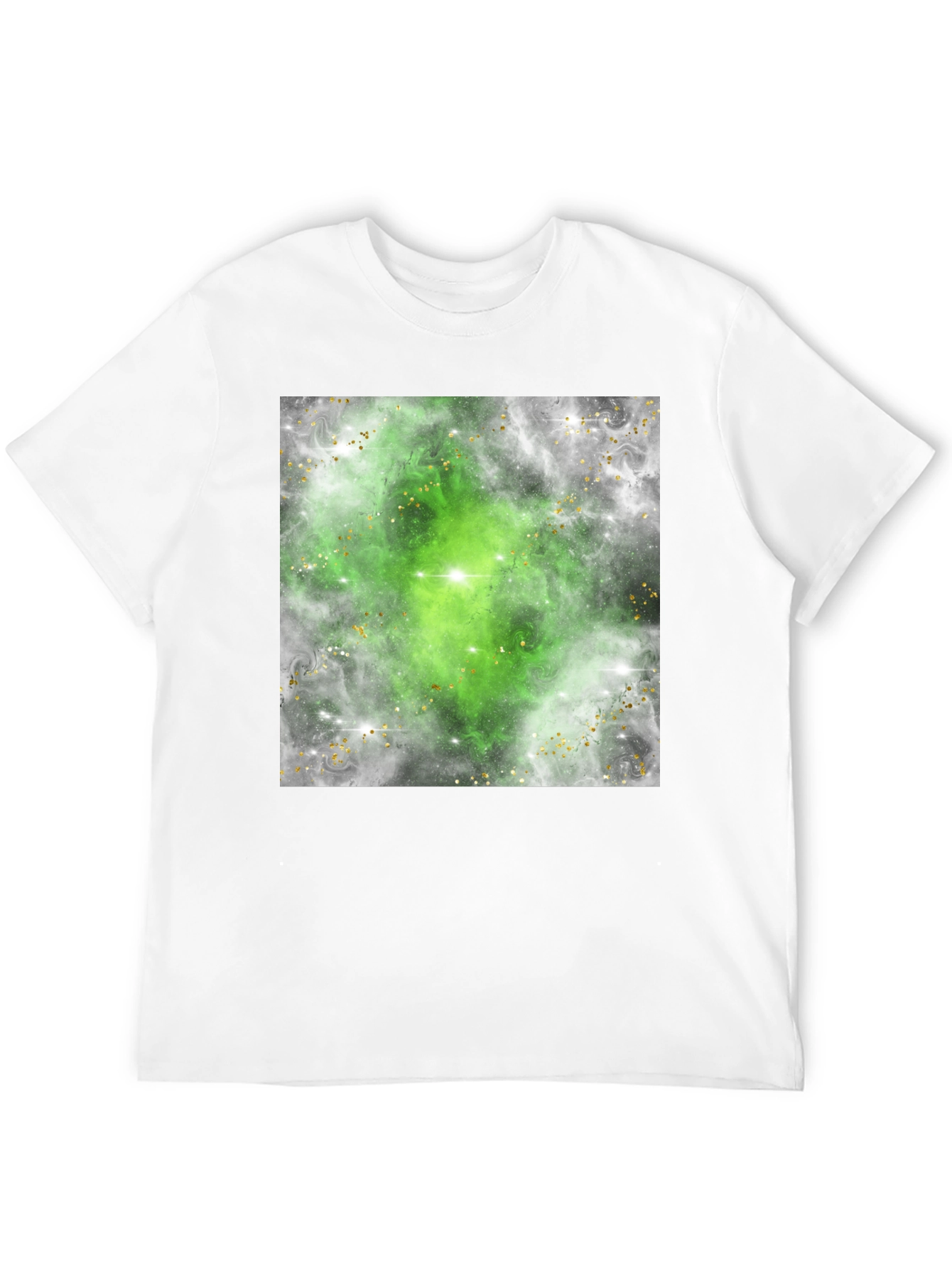 Green Nebula Graphic Tee - Black Cotton T-Shirt
