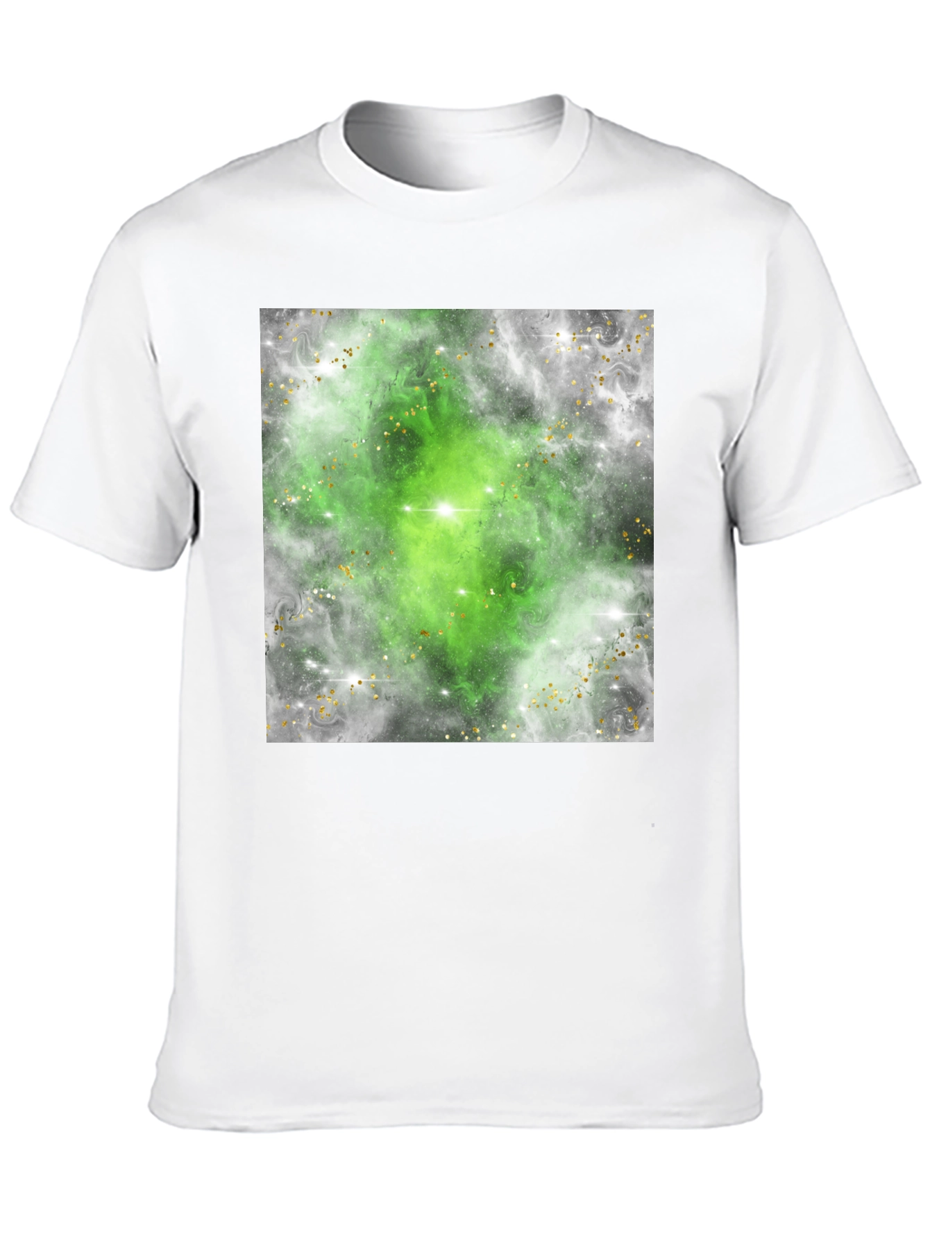 Green Nebula Graphic Tee - Black Cotton T-Shirt