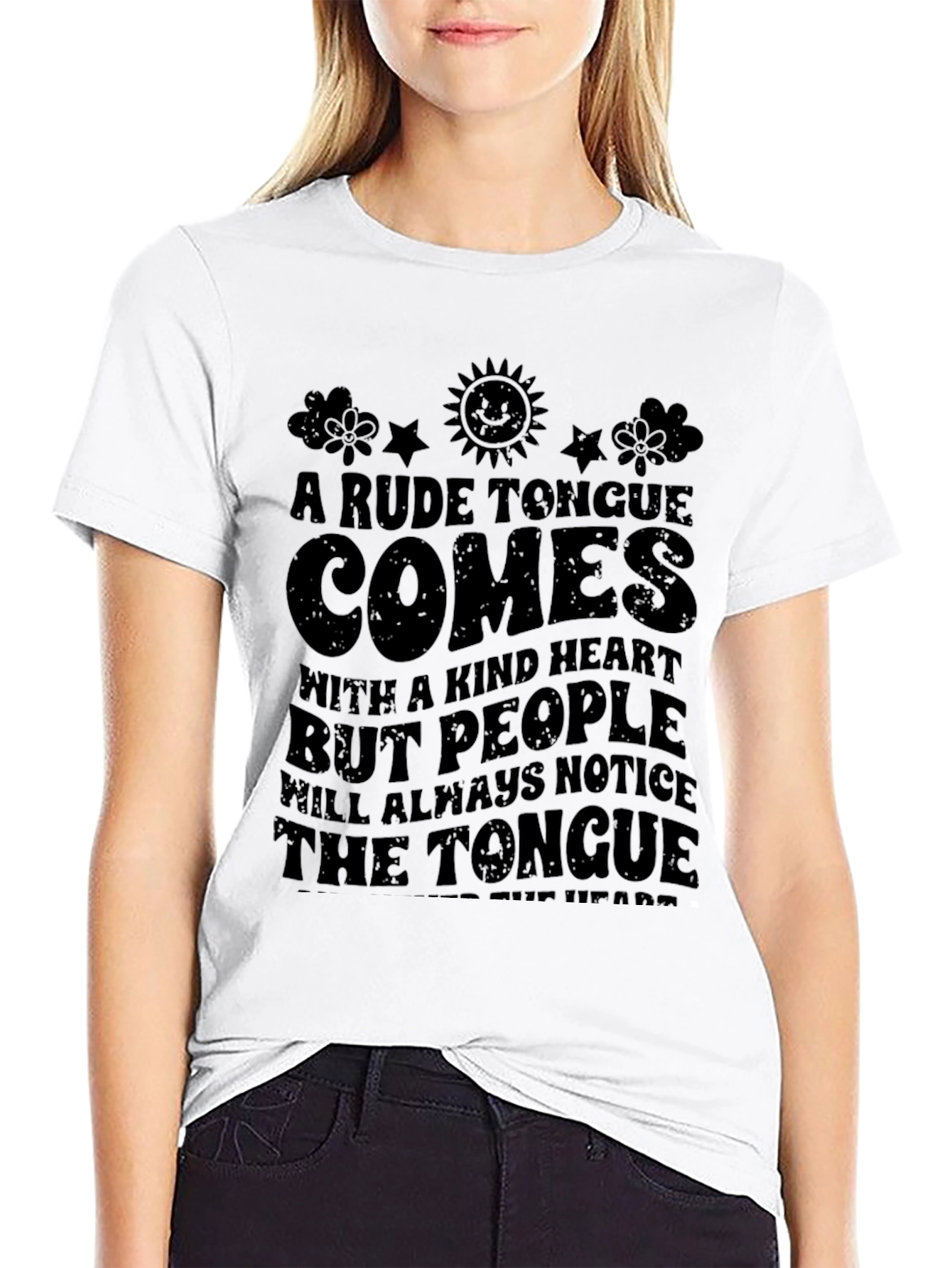 Rude Tongue Comes With A Kind Heart Graphic T-Shirt