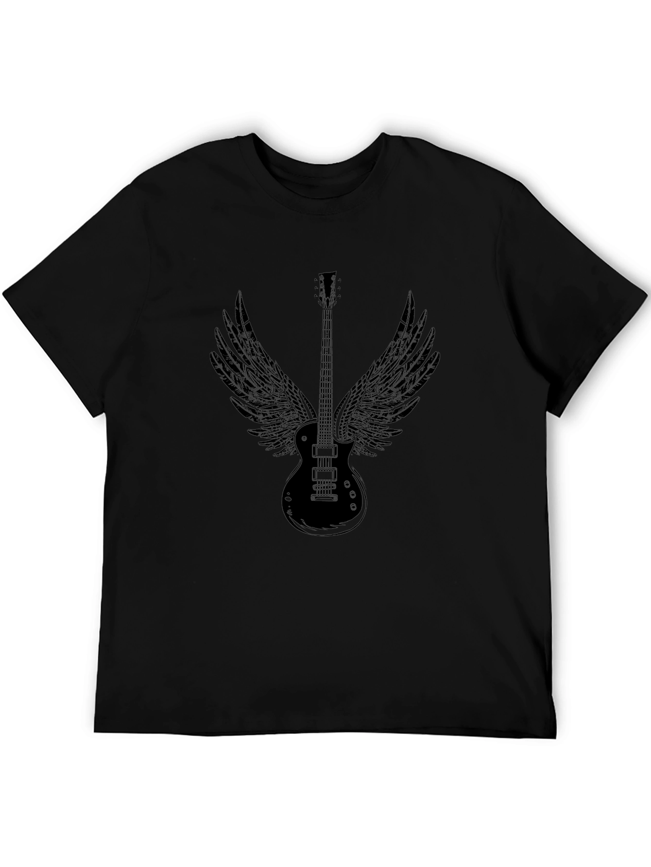Guitar Wings Graphic Black T-Shirt