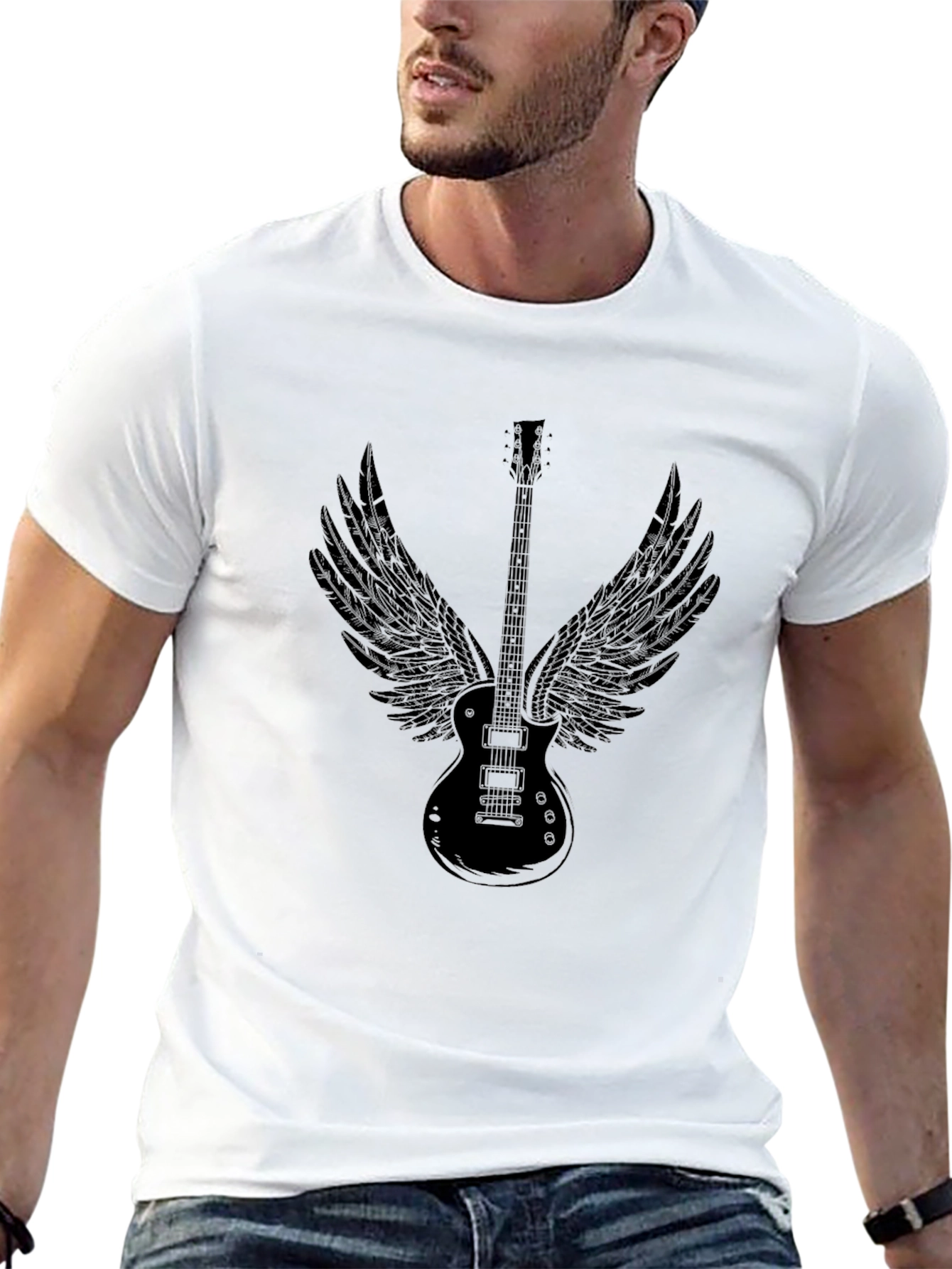 Guitar Wings Graphic Black T-Shirt