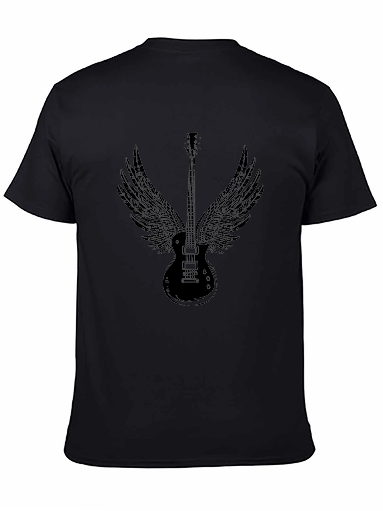 Guitar Wings Graphic Black T-Shirt