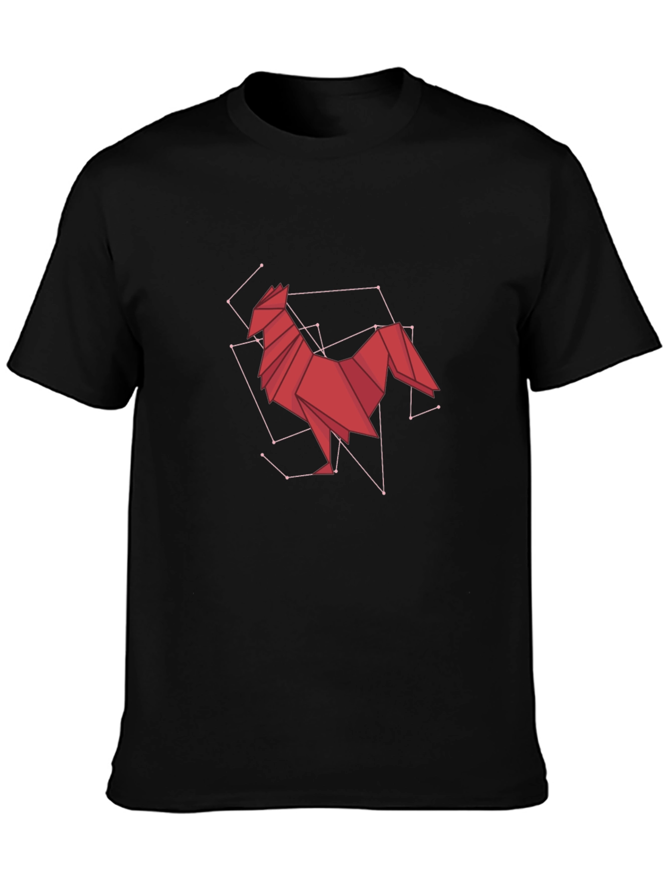 Geometric Rooster Graphic Tee - Modern Art Design