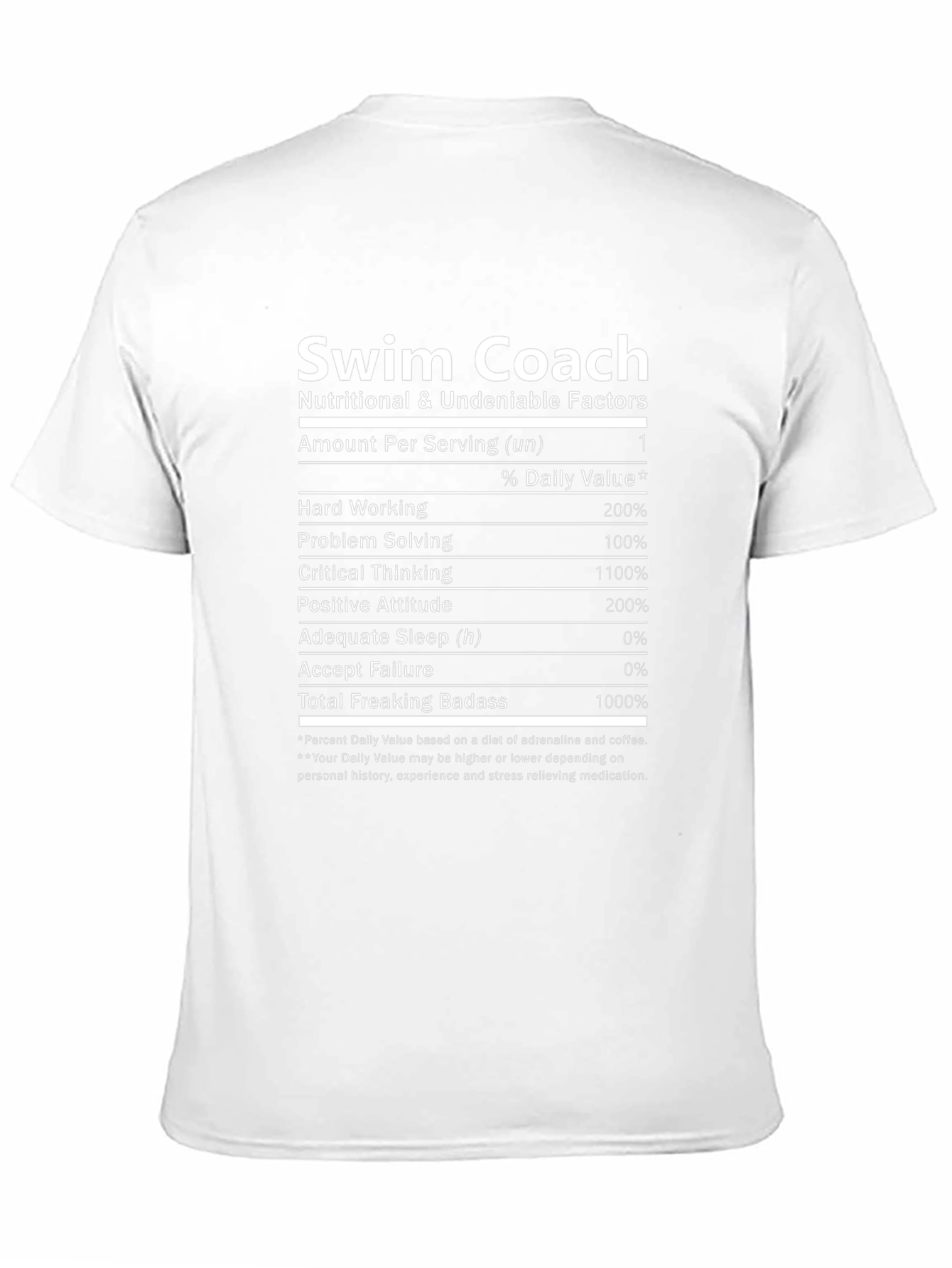 Swim Coach Nutrition Facts Black T-Shirt